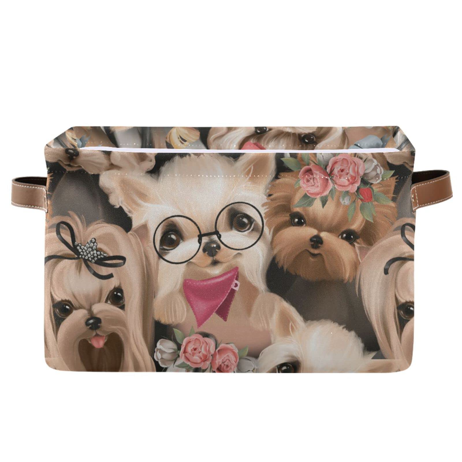 Cute Dog Fabric Storage Basket - Organizer Bin for Baby Clothes, Dog Toys & Books - Closet Shelf Storage Cubes (1PC) - Perfect for Nursery, Pet Room & Home Organization