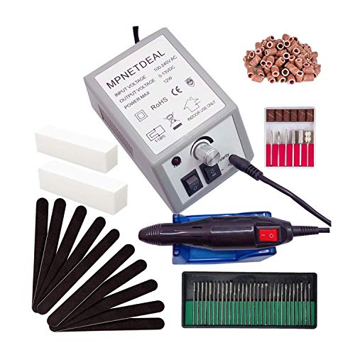 Professional Electric Nail Drill Machine Kit for Manicure & Pedicure - Rechargeable Nail Art File with 6 Attachments (Gray Set A) | Perfect for Salon, Home Use & DIY Nail Care