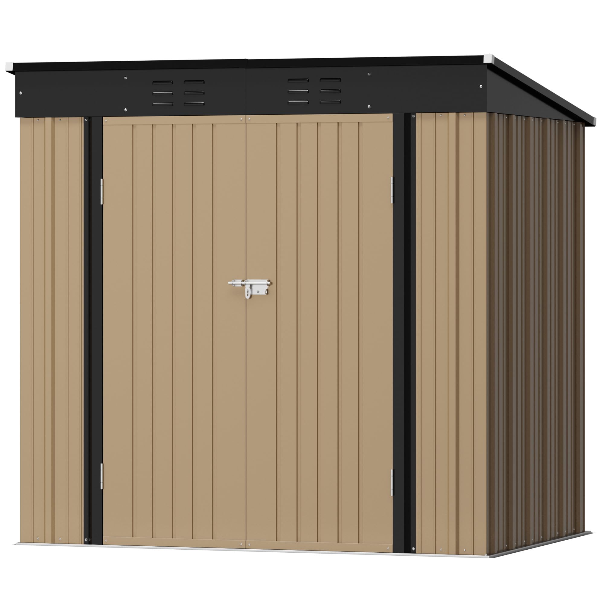 Devoko 6x8 FT Outdoor Metal Storage Shed - Garden Tool Shed with Sloped Roof for Patio, Lawn & Backyard Organization (Brown) | Perfect for Storing Lawn Mowers, Bikes & Seasonal Items