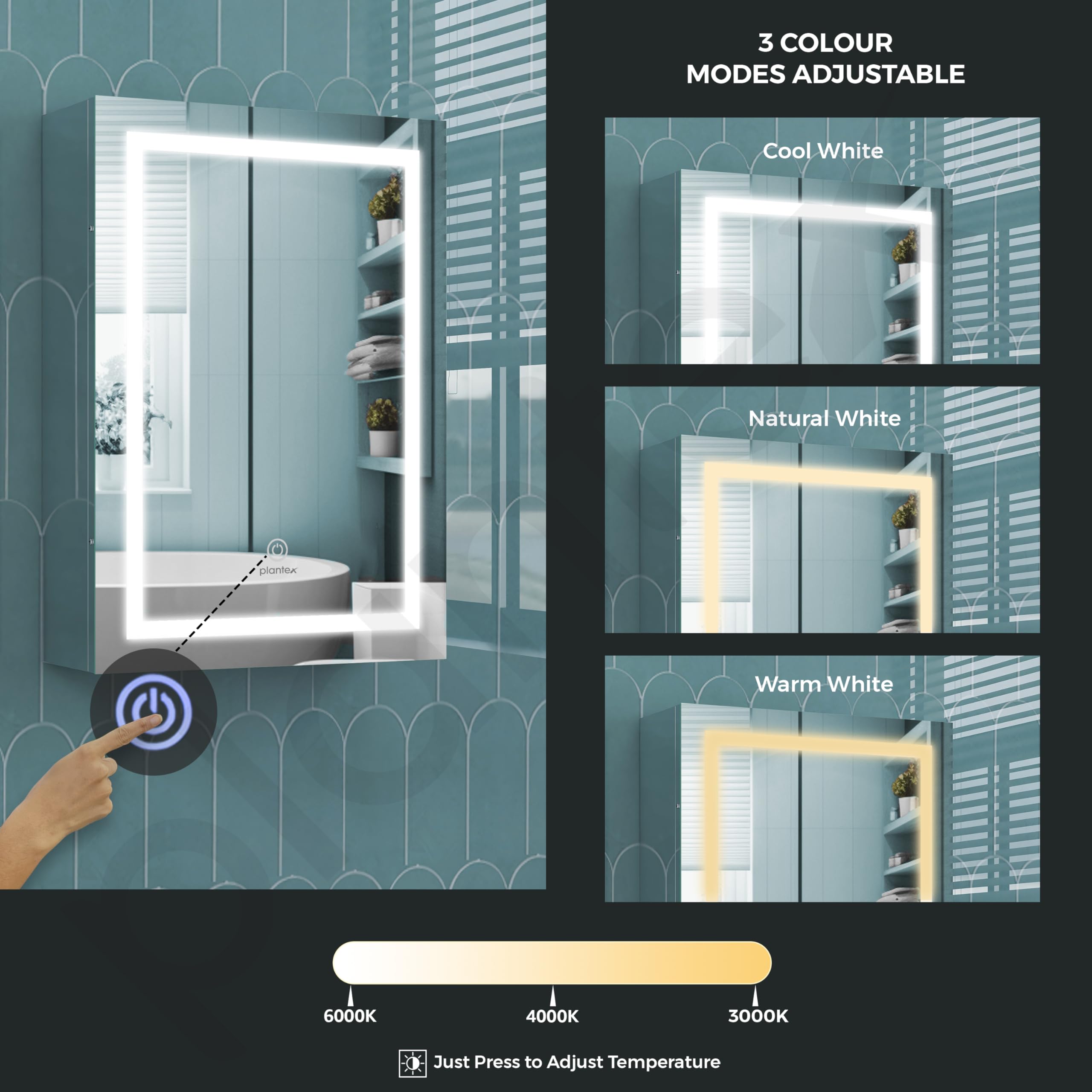 Premium 304 Stainless Steel LED Bathroom Mirror Cabinet - 14x20 Inch Wall Mounted Bathroom Organizer with Chrome Finish - Perfect for Modern Bathrooms, Vanities & Small Space Storage Solutions
