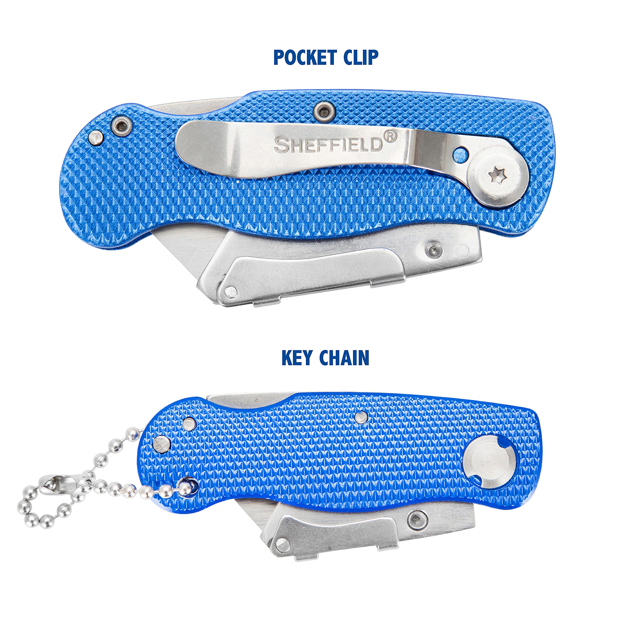 Sheffield® 12117 2-Piece Lock Back® Utility Knives Set - Heavy Duty Folding Pocket Knives for Camping, Hiking, Outdoor Survival & Everyday Use