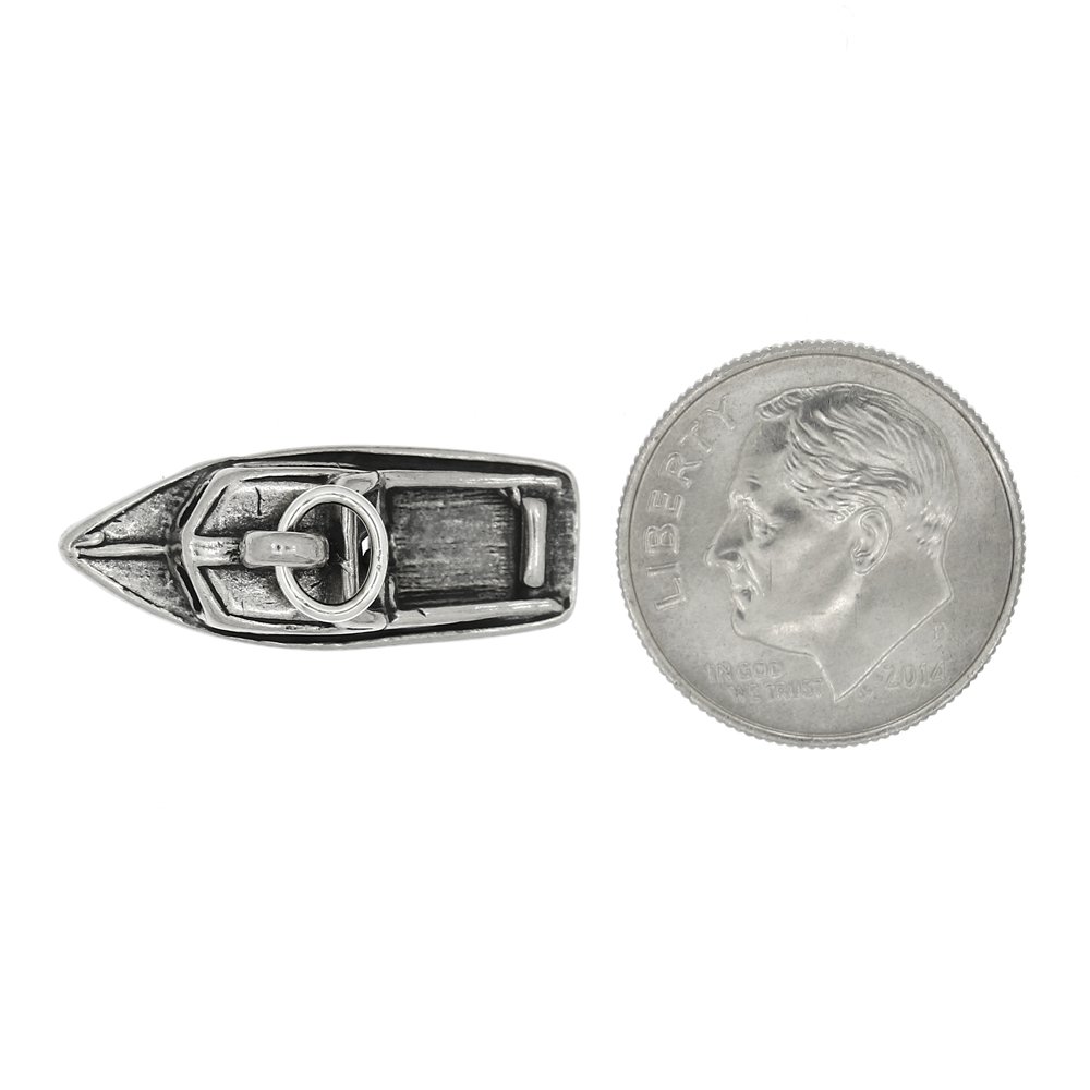 Sterling Silver Oxidized 3D Speed Boat Charm Pendant - Handmade Jewelry for Necklace, Bracelet & Gift - Perfect for Nautical Theme, Beach Party & Boat Enthusiasts
