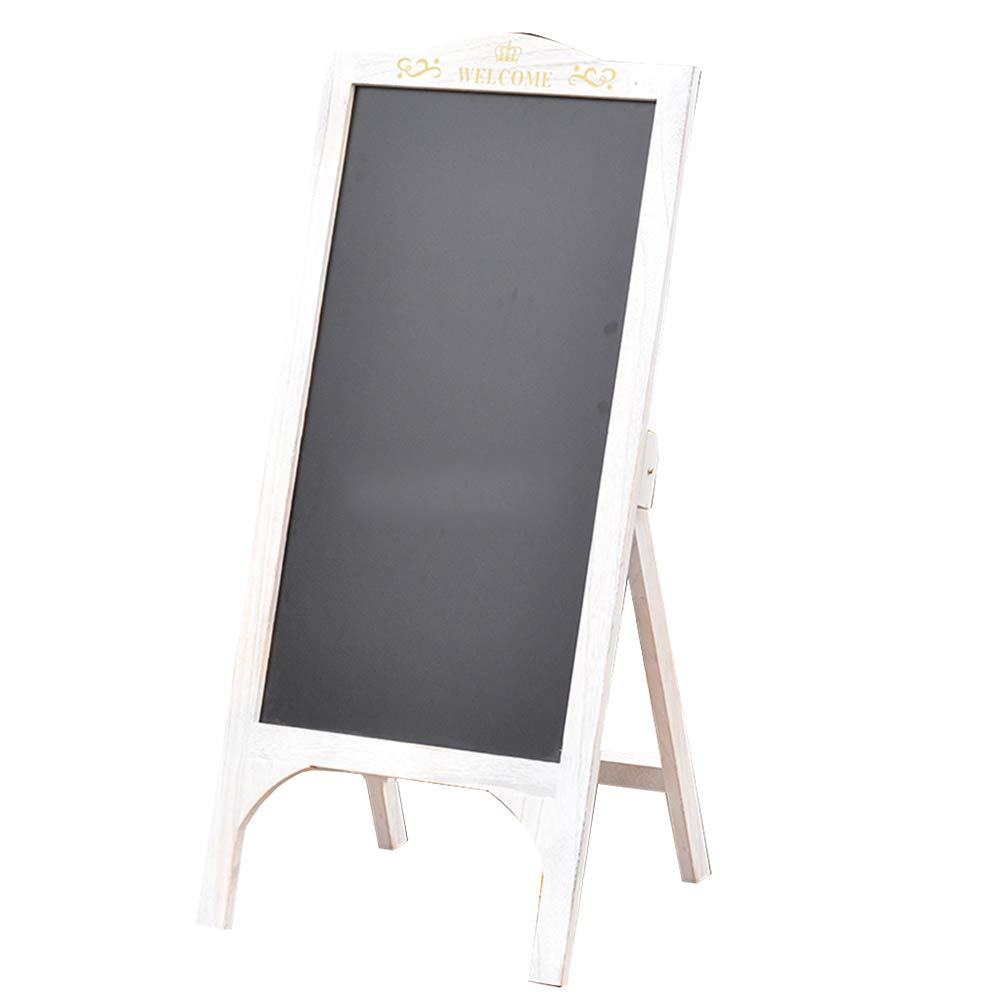 LIANGJUN Solid Wood Retro Message Board Chalkboard Sign - Mobile Household Hanging Chalk Board with Bracket - 42x106cm (White) - Perfect for Kitchen, Office, Classroom & Home Decor