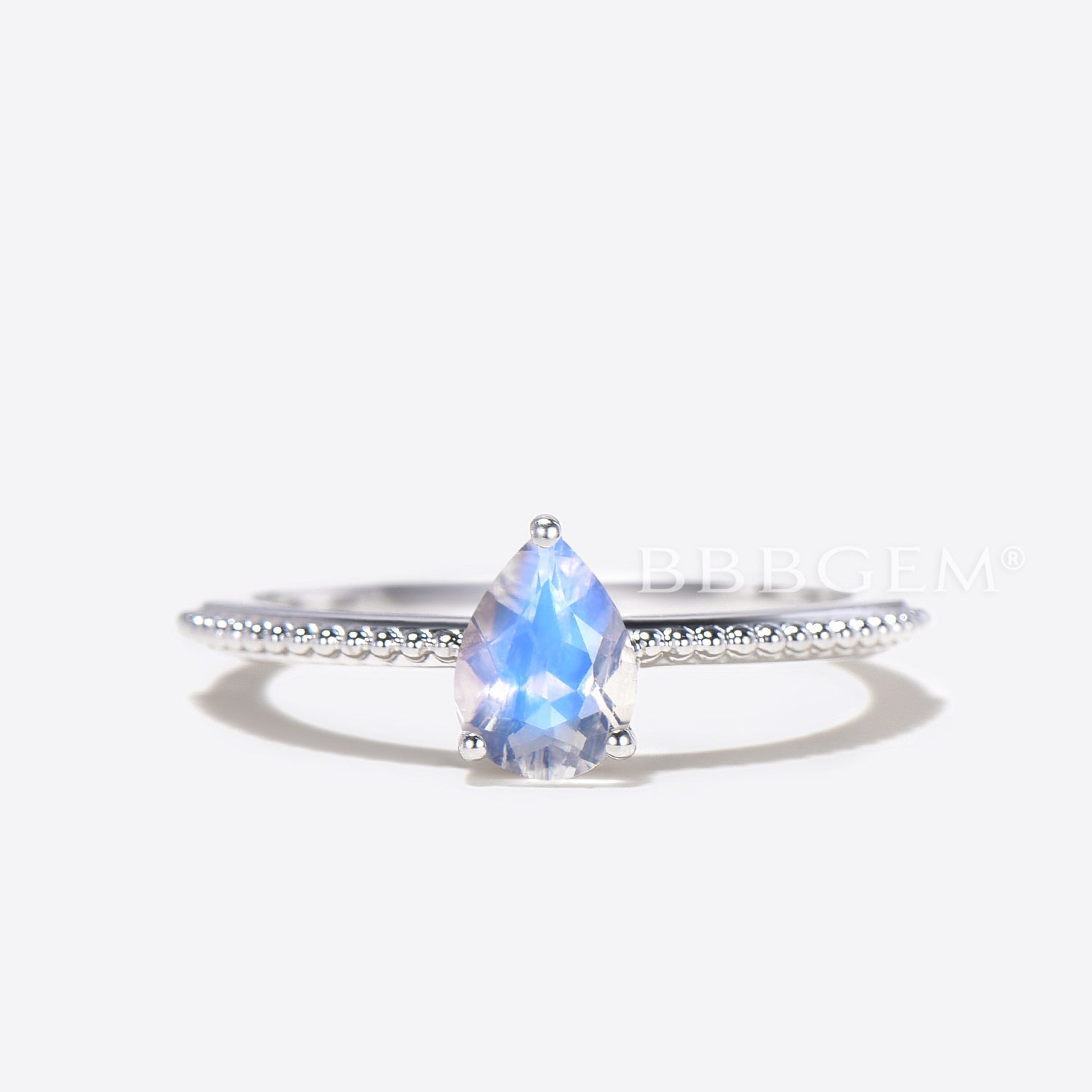 Genuine Moonstone Diamond Engagement Ring Set with Solitaire Rainbow Pear Cut - Perfect for Proposals, Weddings & Anniversary Gifts