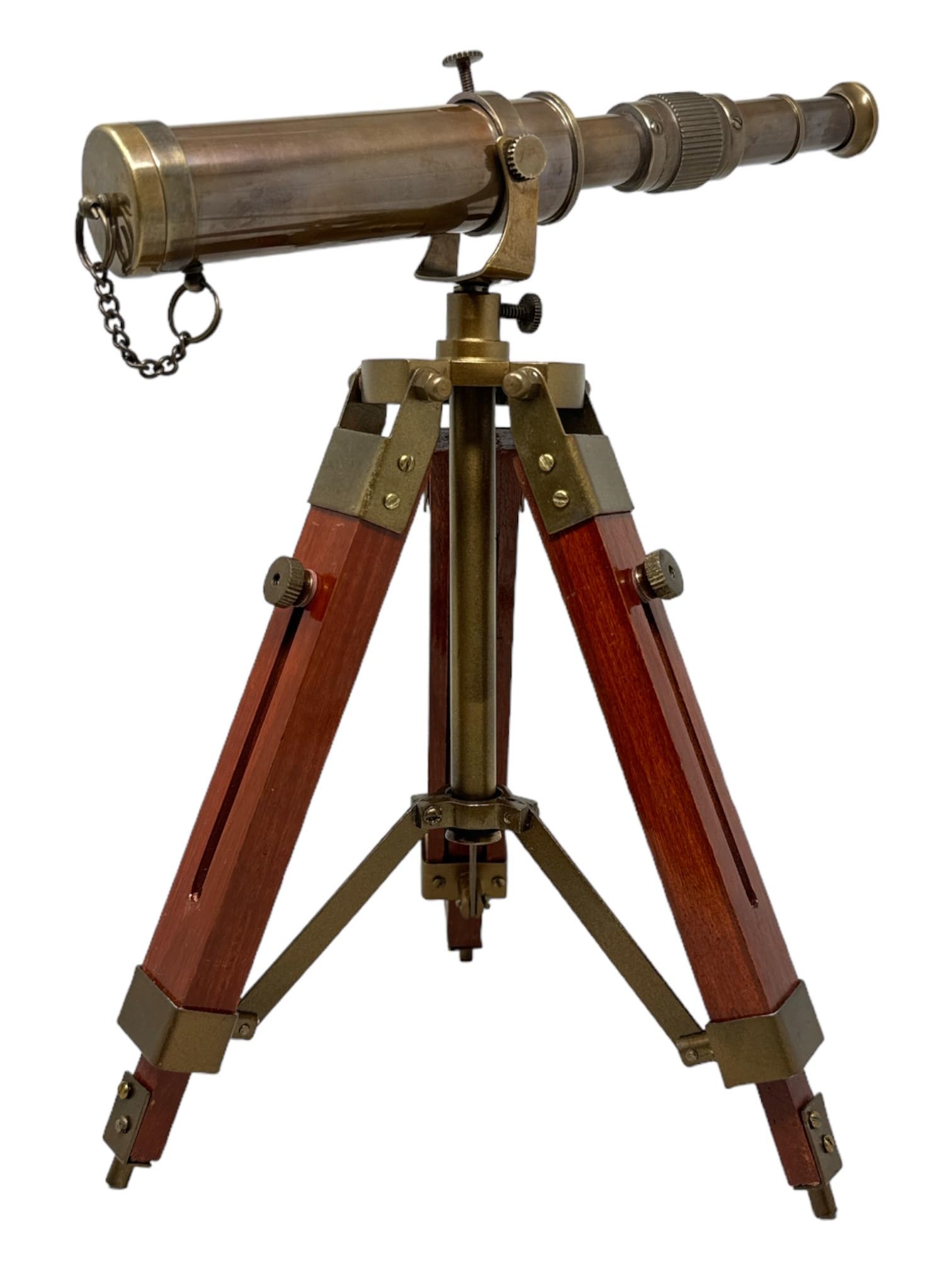 Vintage Nautical Brass Antique Telescope with Wooden Stand - Rustic Home Decor, Unique Gift for Collectors & Nautical Enthusiasts | Perfect for Living Room, Study, Office or Ship-Themed Decor