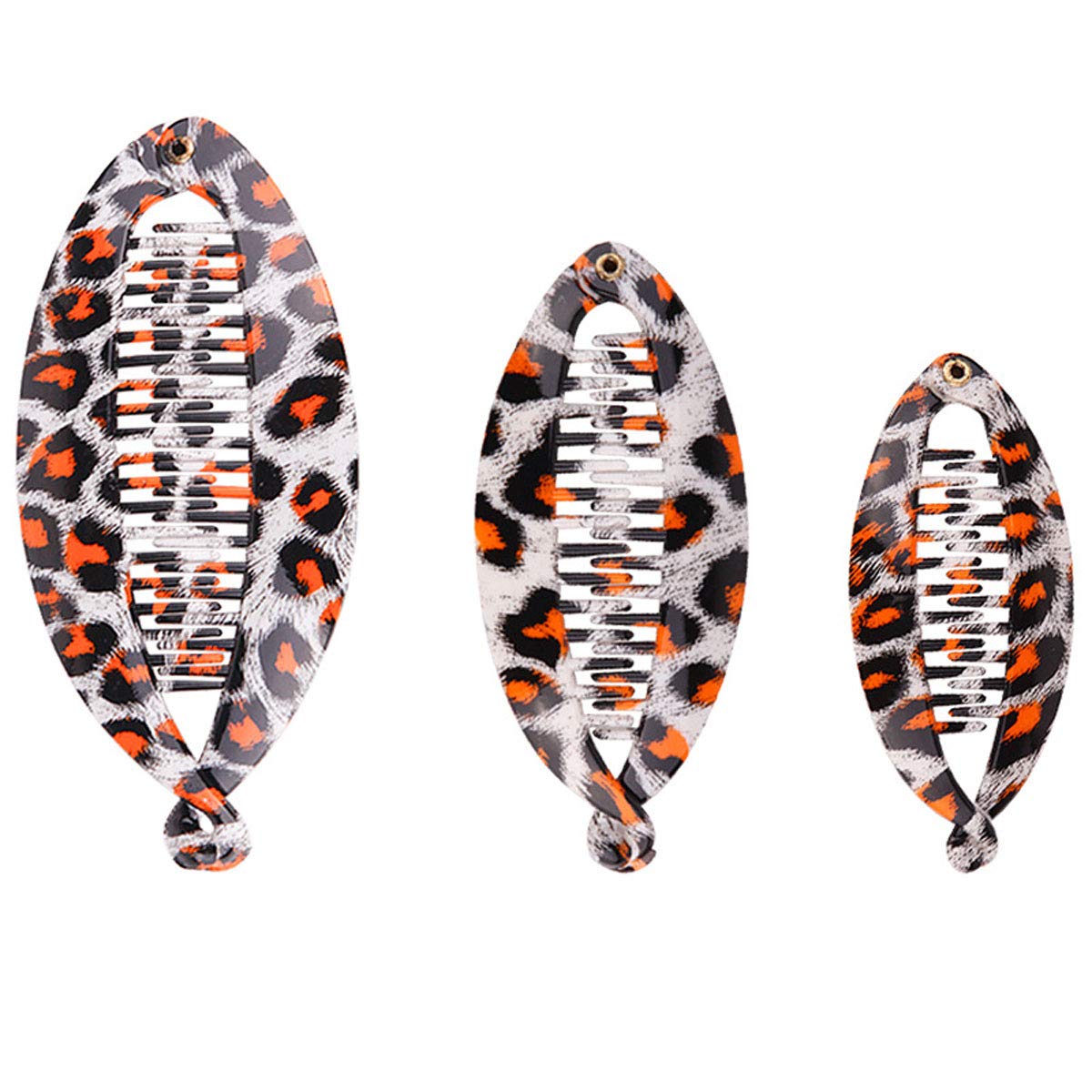 4PCS Women's Fashion Leopard Print Banana Hair Clips - Plastic Fish Shape Hair Grips, Hair Clincher Claws, Jaw Clips for Women & Girls (Small) - Perfect for Parties, Weddings & Daily Styling