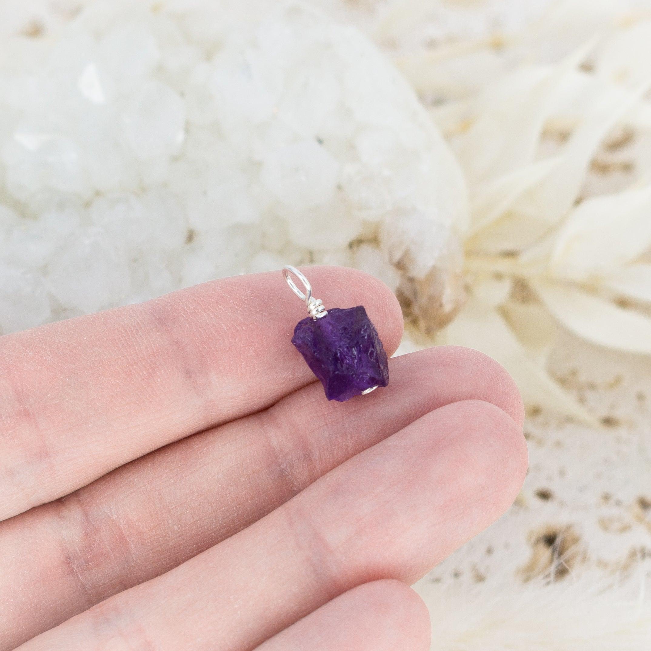 Natural Raw Purple Amethyst Crystal Pendant Necklace - Healing Stone Jewelry for Meditation, Stress Relief & Spiritual Protection