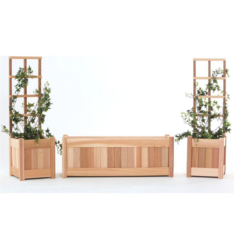 Premium Cedar Planter with Trellis Set - Natural Wood Raised Garden Box for Climbing Plants, Flowers & Vegetables | Outdoor Patio, Balcony & Backyard Decor