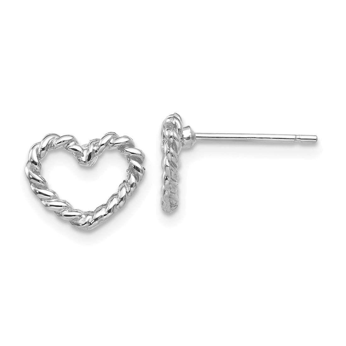 14K White Gold Heart Stud Earrings for Women - Dainty & Elegant Jewelry Gift for Valentine's Day, Anniversary or Special Occasion