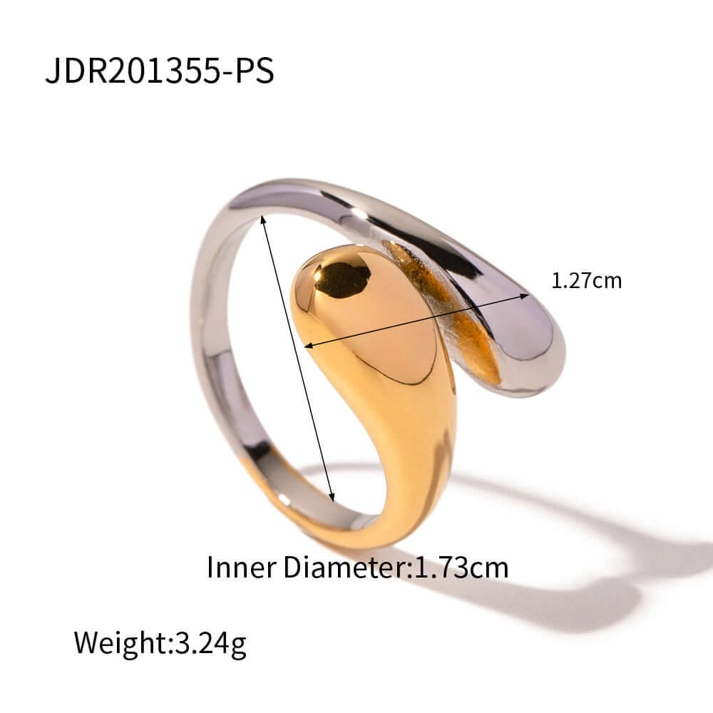 Two Tone Gold and Silver Wave Thumb Ring for Men and Women | Trendy Stackable Jewelry | Perfect for Casual Wear, Parties, and Gifts | JDR355