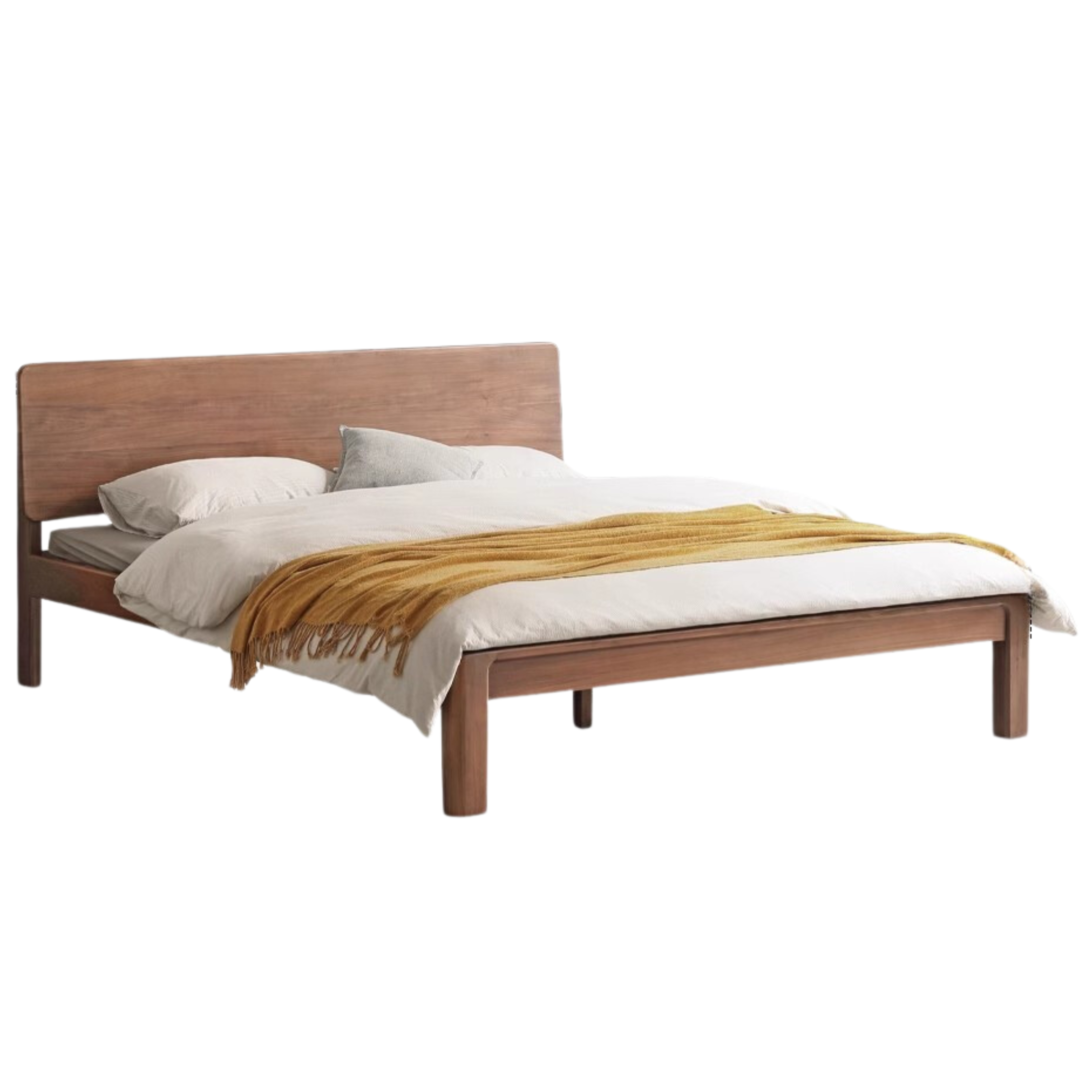 Premium Black Walnut Solid Wood Bed Frame - Queen Size, Handcrafted Hardwood Bed with Sturdy Support - Perfect for Master Bedroom, Guest Room & Farmhouse Decor