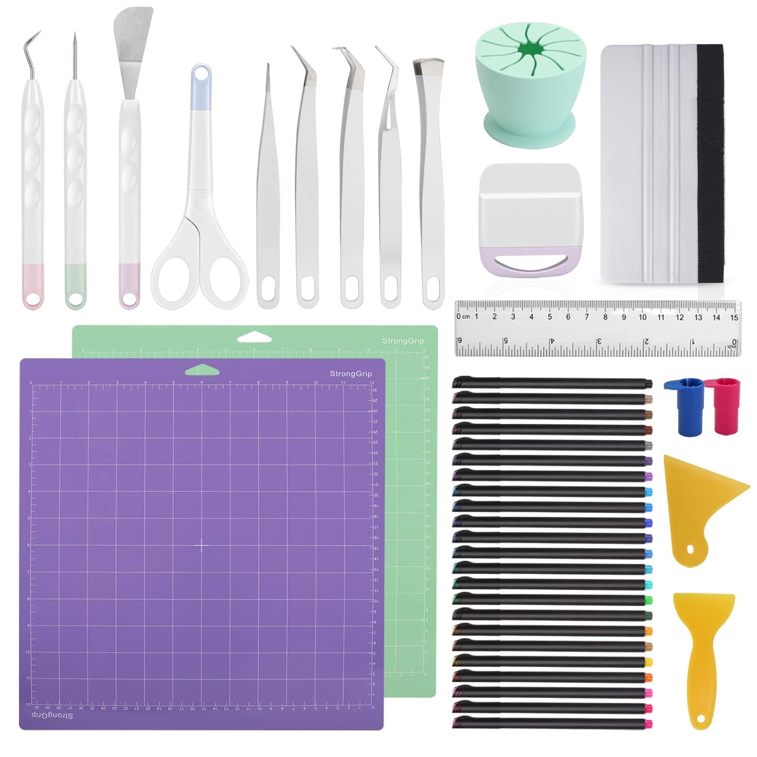 **43-Piece Cricut Machine Accessories Bundle - All-in-One Tool Kit for Cricut Maker & Explore | Includes Weeding Tool, Colored Pencils, Cutting Mat, Scraper, Ruler & Pen Adapter | Perfect for DIY Crafts, Scrapbooking & Vinyl Cutting**