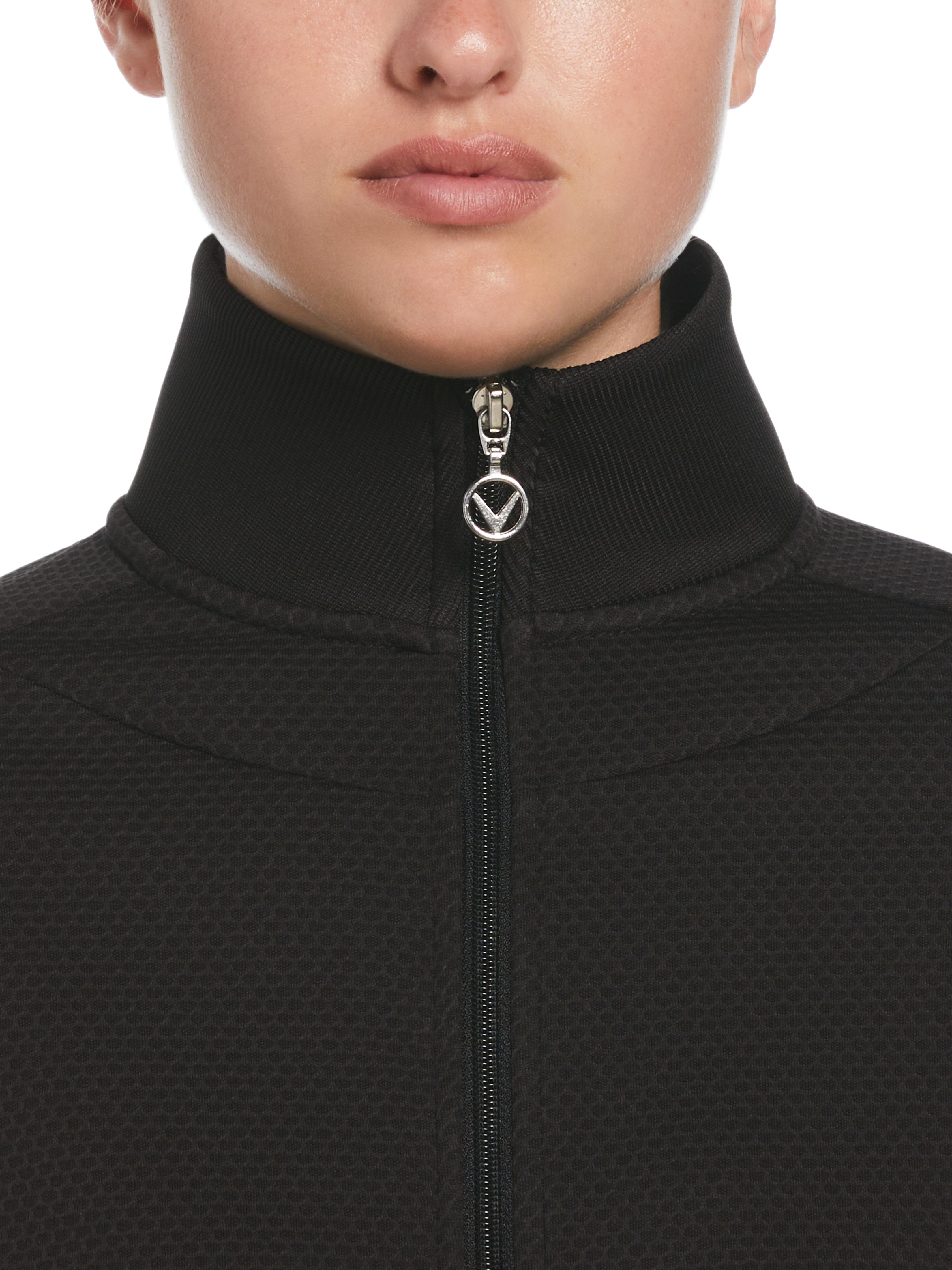 Women's Hexagon Heather Fleece Long Sleeve Golf Jacket - Warm & Stylish Athletic Outerwear for Golfing, Running & Outdoor Activities