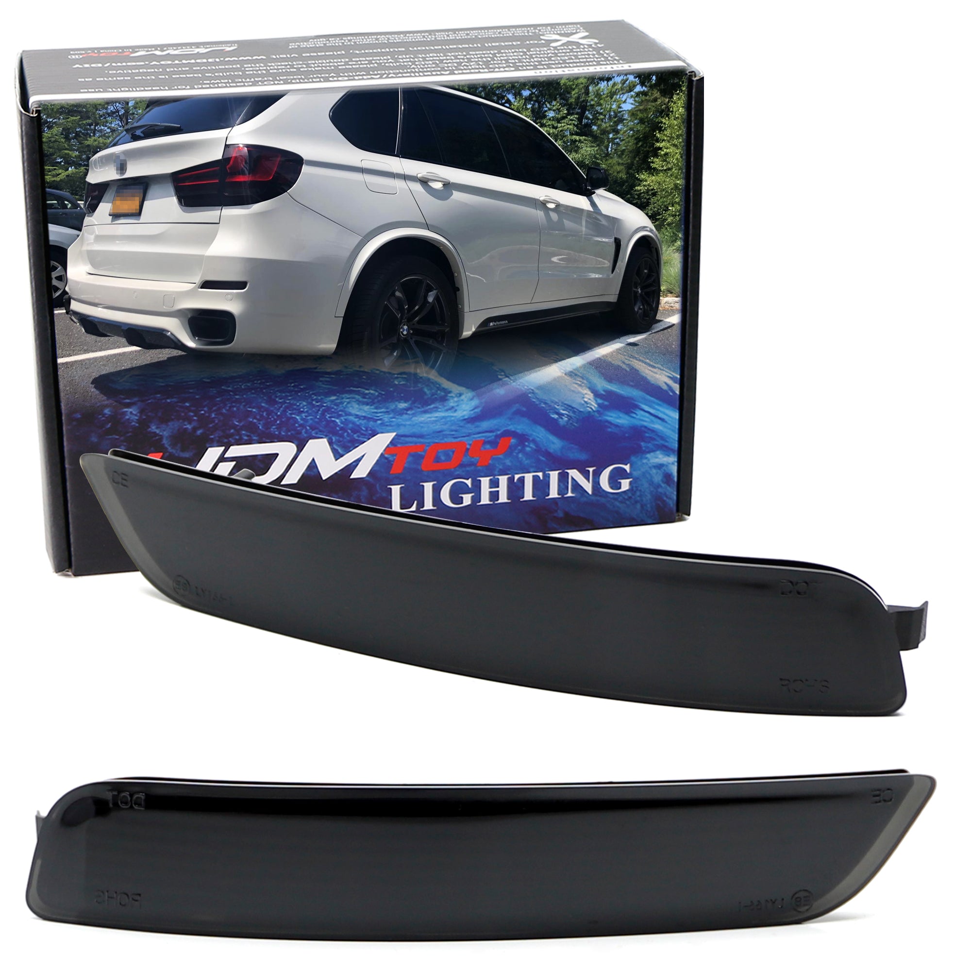 Dark Smoke Lens Rear Bumper Reflector for 2014-2019 BMW F15 X5 M Sport - Upgrade Your Vehicle's Style & Safety (Perfect for Night Driving and Custom Car Modifications)