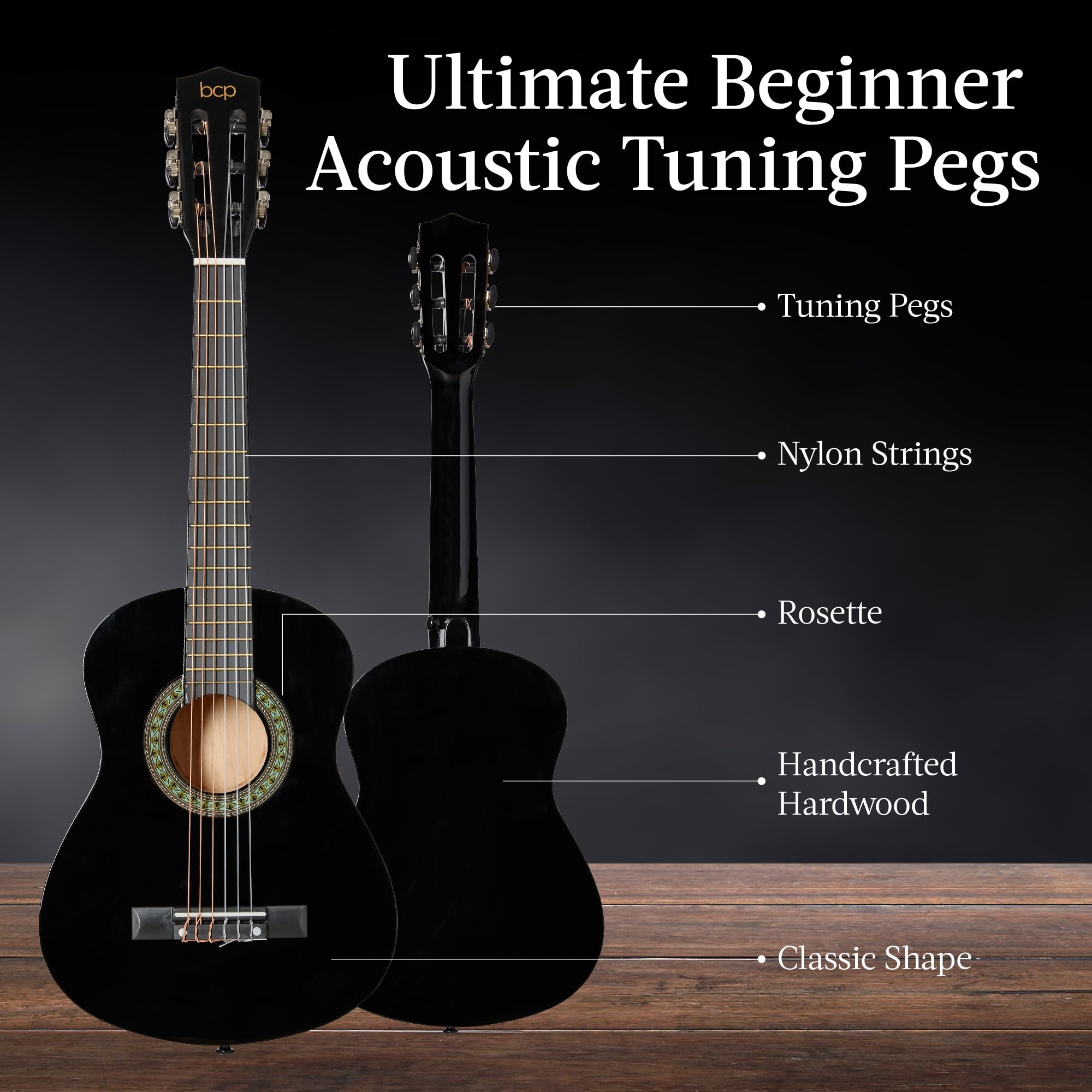 Best Choice Products 30in Kids Acoustic Guitar Starter Kit - Black Beginner Guitar with Strap, Case, Extra Strings & Rosette Inlay - Perfect for Children's Music Lessons, Birthday Gifts & Home Practice