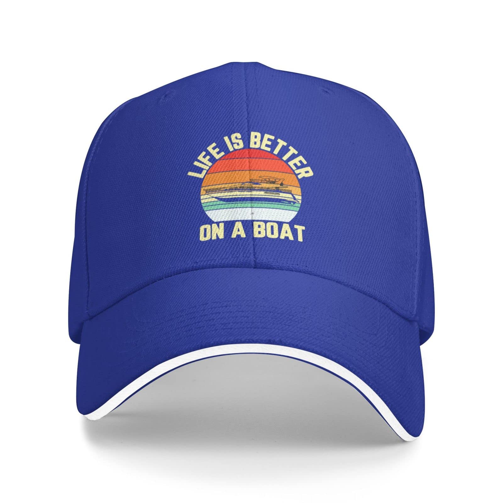 Unisex Adjustable Trucker Baseball Cap - Life is Better On A Boat Black Hat for Men & Women | Perfect Birthday Gift for Boating, Fishing & Outdoor Adventures