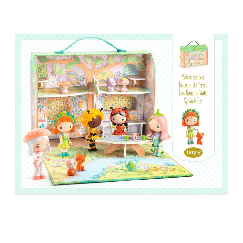 DJECO Tinyly House in the Forest - Sylvia & Fox Wooden Dollhouse Playset for Kids | Perfect for Imaginative Play & Storytelling at Home