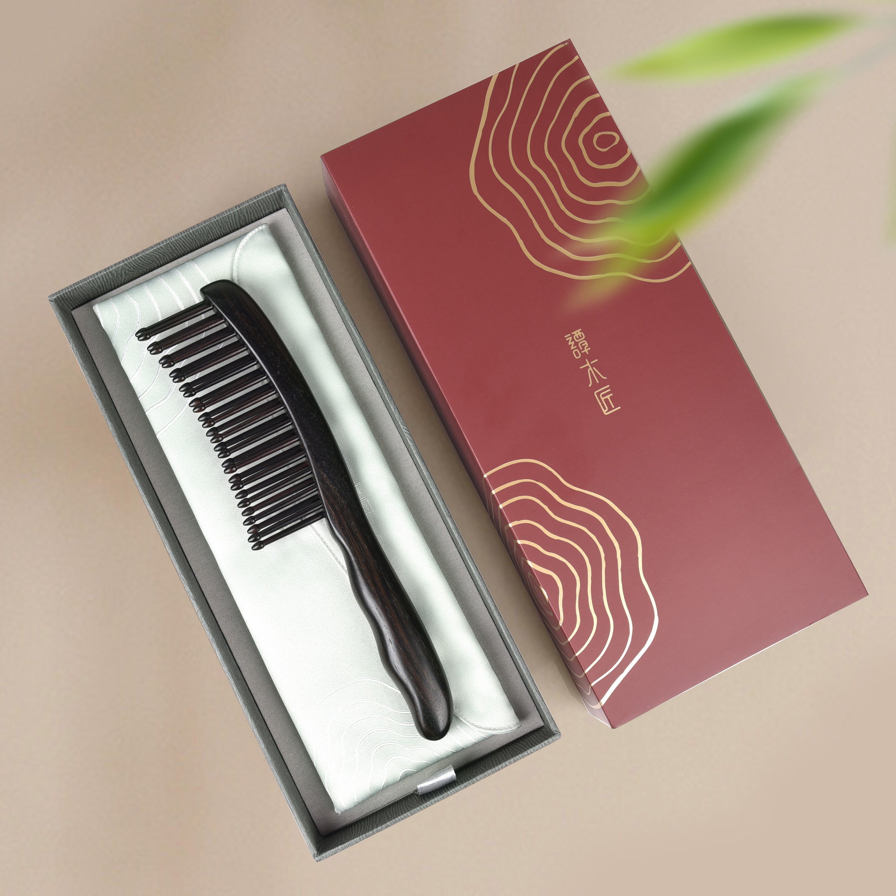 Premium Black Wooden Comb with Wide Tooth Design for Gentle Detangling - Perfect for Thick, Curly Hair and Scalp Massage at Home or On-the-Go