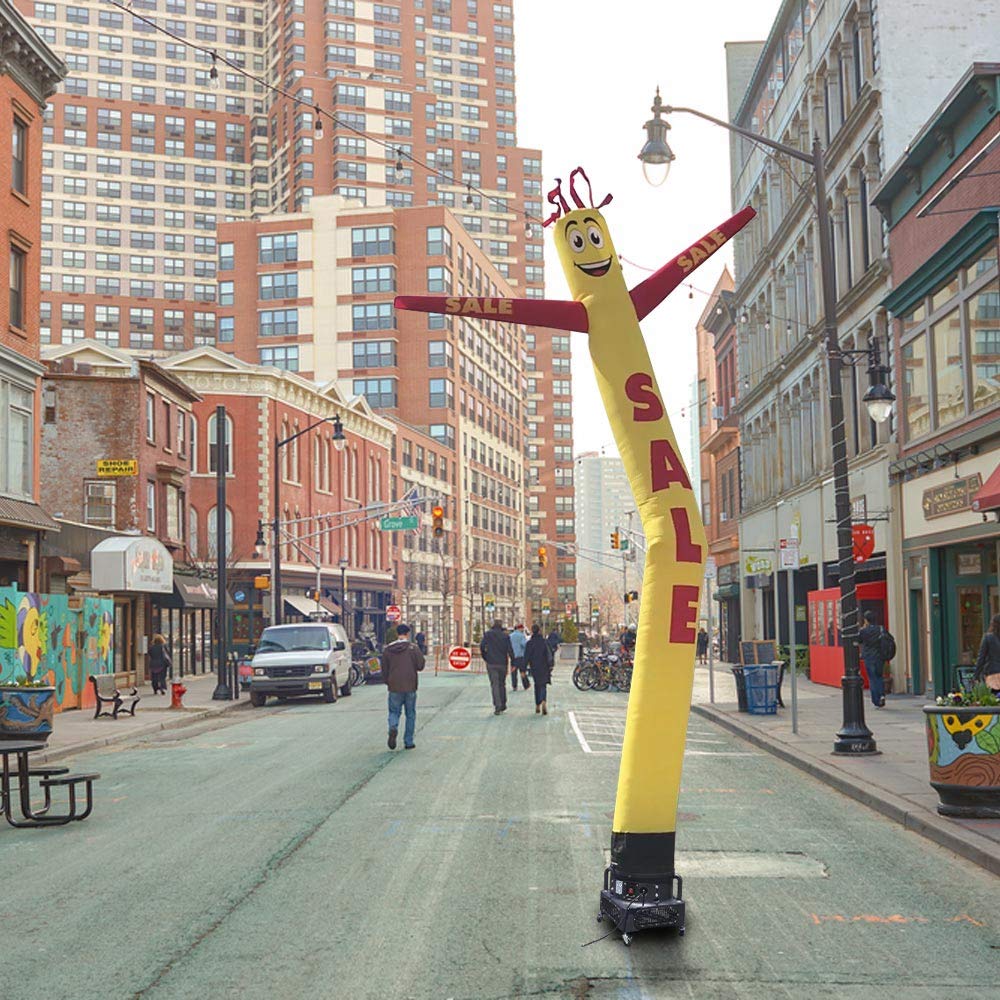 20ft Inflatable Tube Man Air Dancer - Yellow/Red Waving Puppet with 1HP 2-Speed Blower | Outdoor Advertising, Car Dealerships, Grand Openings & Events Decoration