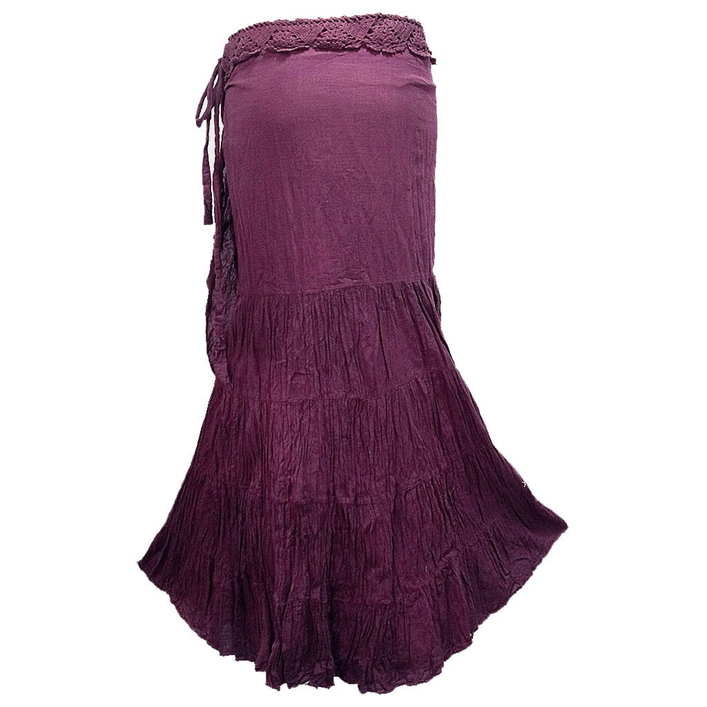 Coconutwoww Women's Crochet Waist Ruffle Wrap Long Skirt - Boho Beach Maxi Skirt for Summer Vacation, Music Festival & Casual Outings