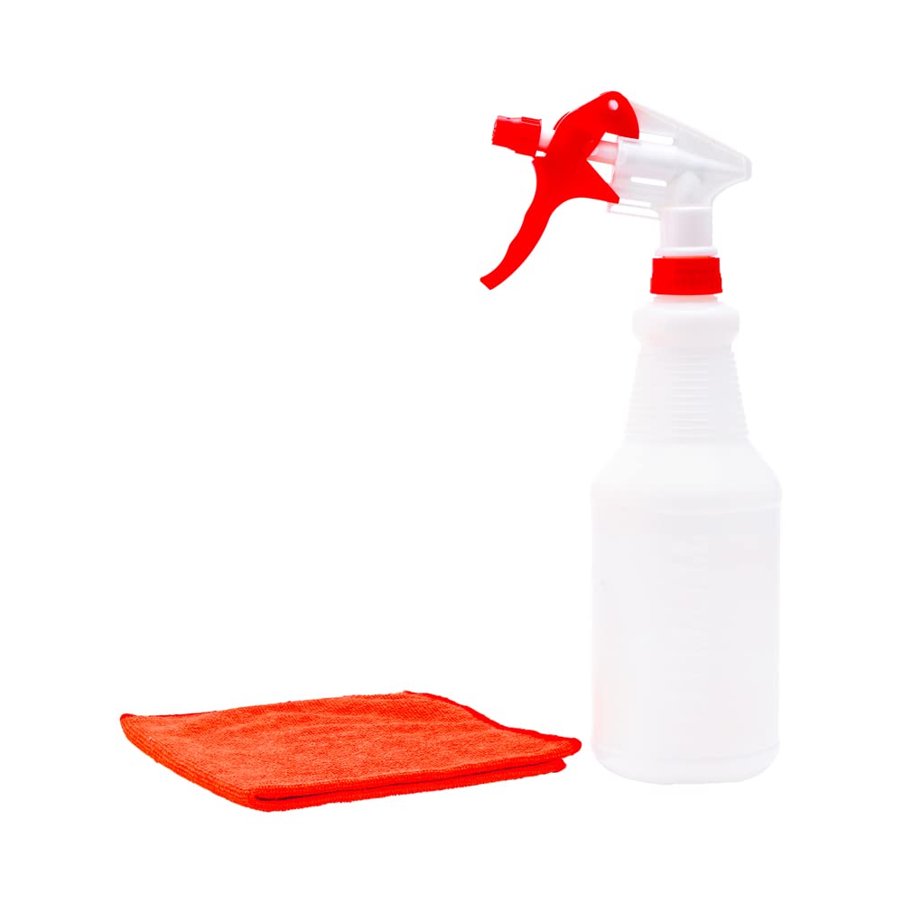 25oz Refillable Cleaning Spray Bottles with Measurements - Mist & Stream Modes, Leak-Proof Red Plastic Solution Bottles for Home, Restaurant & Commercial Use | Perfect for Kitchen Cleaning, Disinfecting & Plant Care