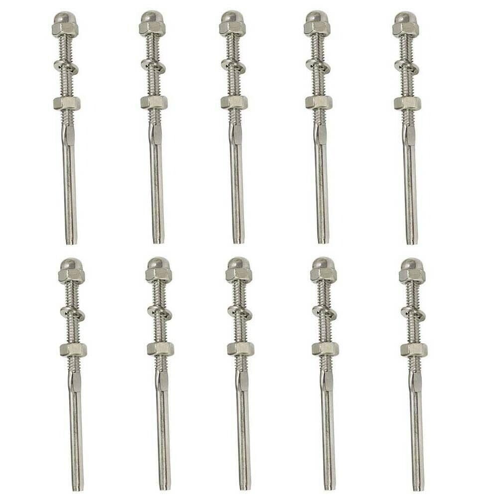 10-Piece Type 316 Stainless Steel Cable Railing End Fittings - Compatible with 1/8
