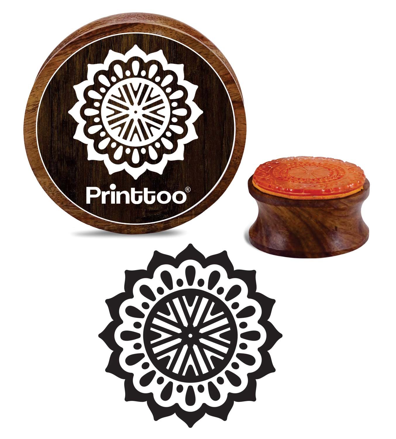 Floral Mandala Wooden Rubber Stamp - 3 Inch for DIY Crafts & Scrapbooking