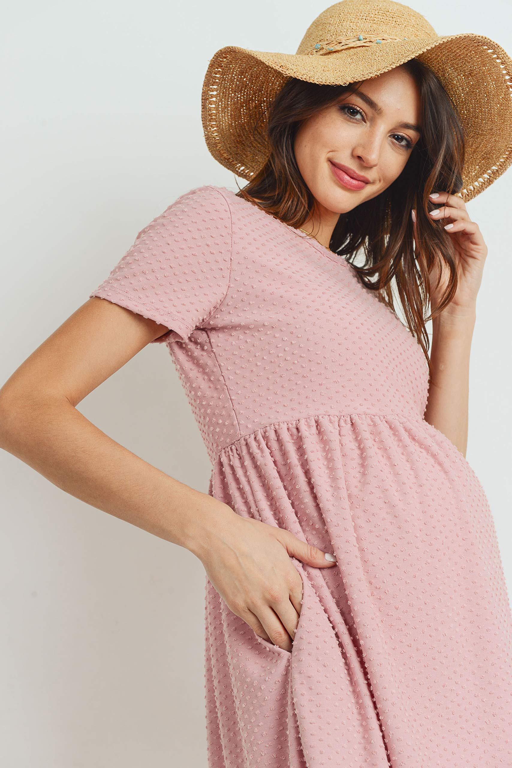 HELLO MIZ Women's Maternity Dress - Empire Waist Flowy Casual Pregnancy Dress for Baby Shower, Maternity Photos & Everyday Comfort
