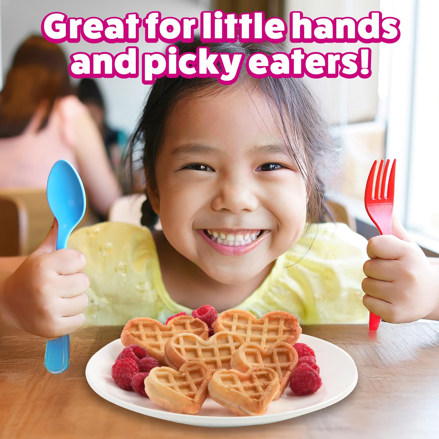 Mini Hearts Waffle Maker - Electric Nonstick Waffle Iron for 9 Heart-Shaped Waffles or Pancakes - Perfect Breakfast Treat for Kids & Adults - Includes Recipe Book - Great for Valentine's Day, Family Brunch, and Romantic Breakfast in Bed