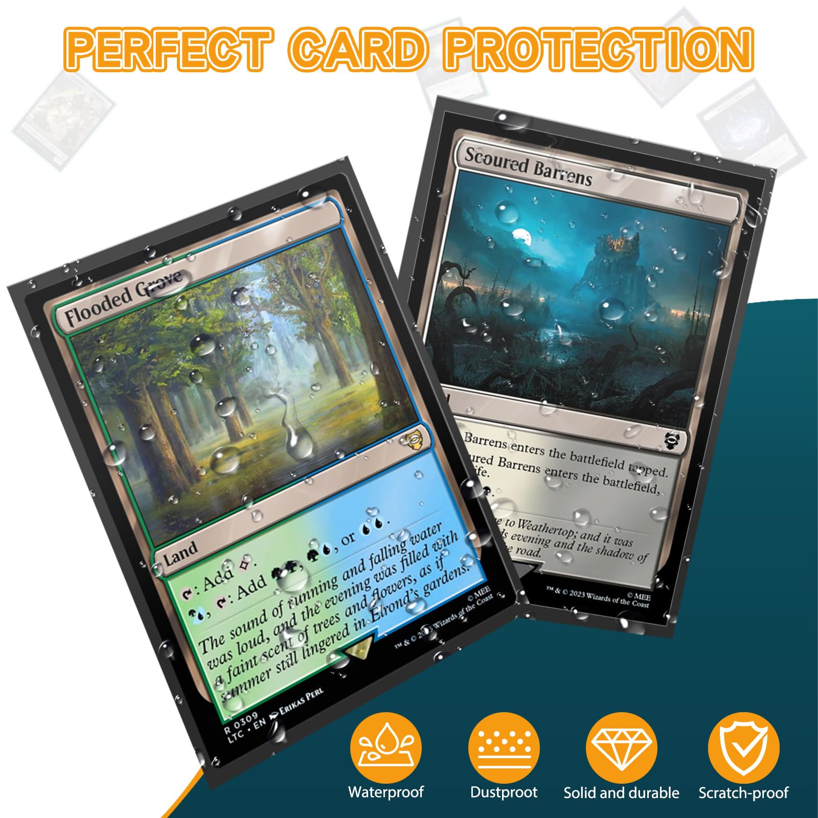 Premium 300PS Card Sleeves & Toploaders for Trading Cards (Black, Orange, Blue) - Penny Sleeves & Plastic Protectors for Baseball, Sports, MTG, Pokemon & Yugioh Cards - Perfect for Collecting, Gaming & Display