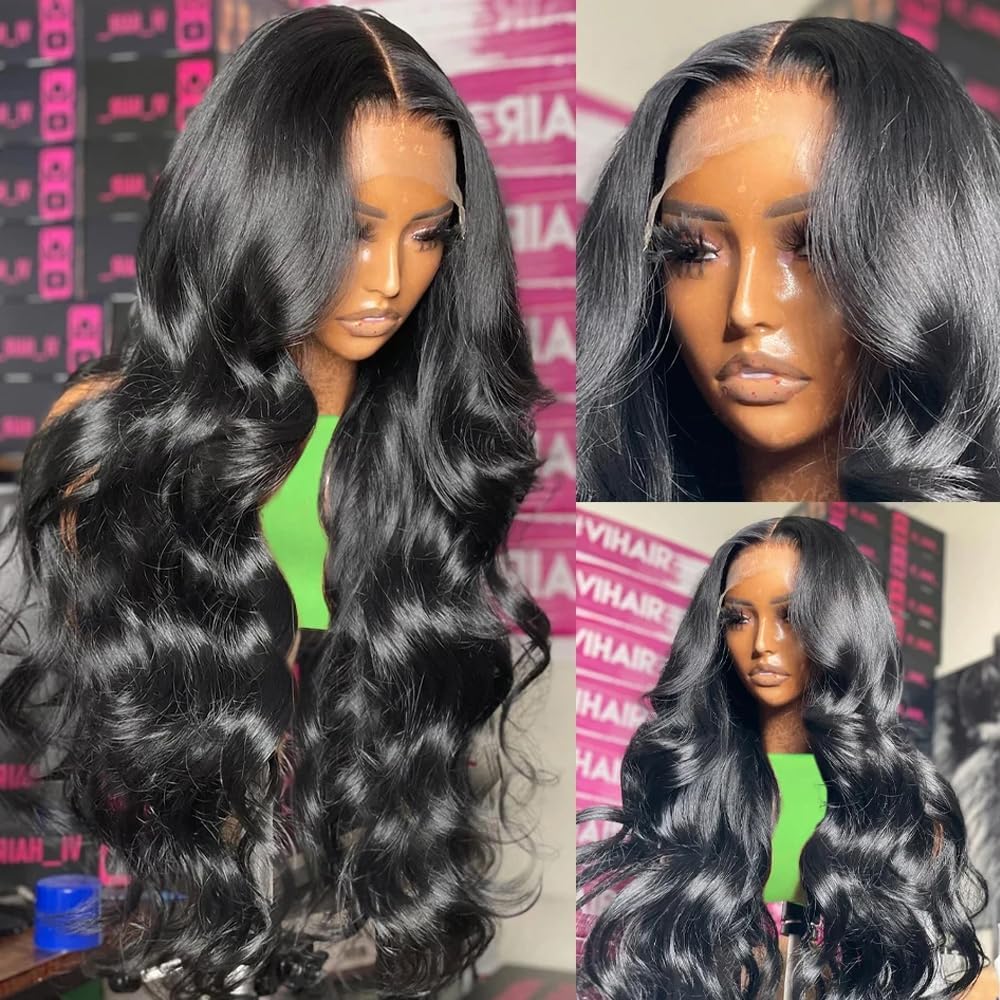 Lovigs 360 Lace Front Wigs Human Hair - Body Wave Full Lace Wig with HD Transparent Lace & Pre-Plucked Baby Hair - 180% Density Natural Color (24 Inch) for Women - Perfect for Daily Wear, Cosplay, and Special Occasions