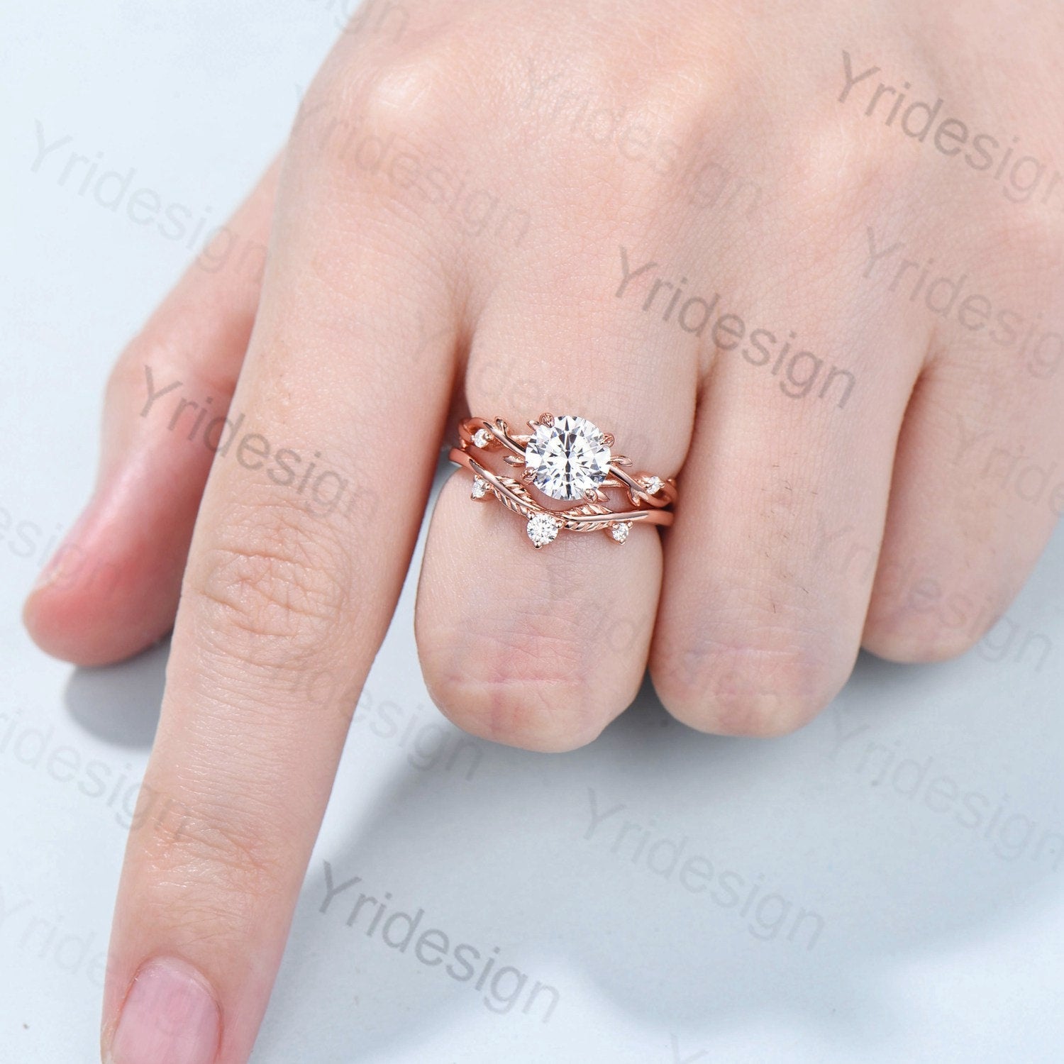 IGI Certified Lab Grown Diamond Engagement Ring Set - Nature Inspired Branch & Leaf Design Wedding Band for Women | Unique Bridal Jewelry for Proposals, Anniversaries & Special Occasions