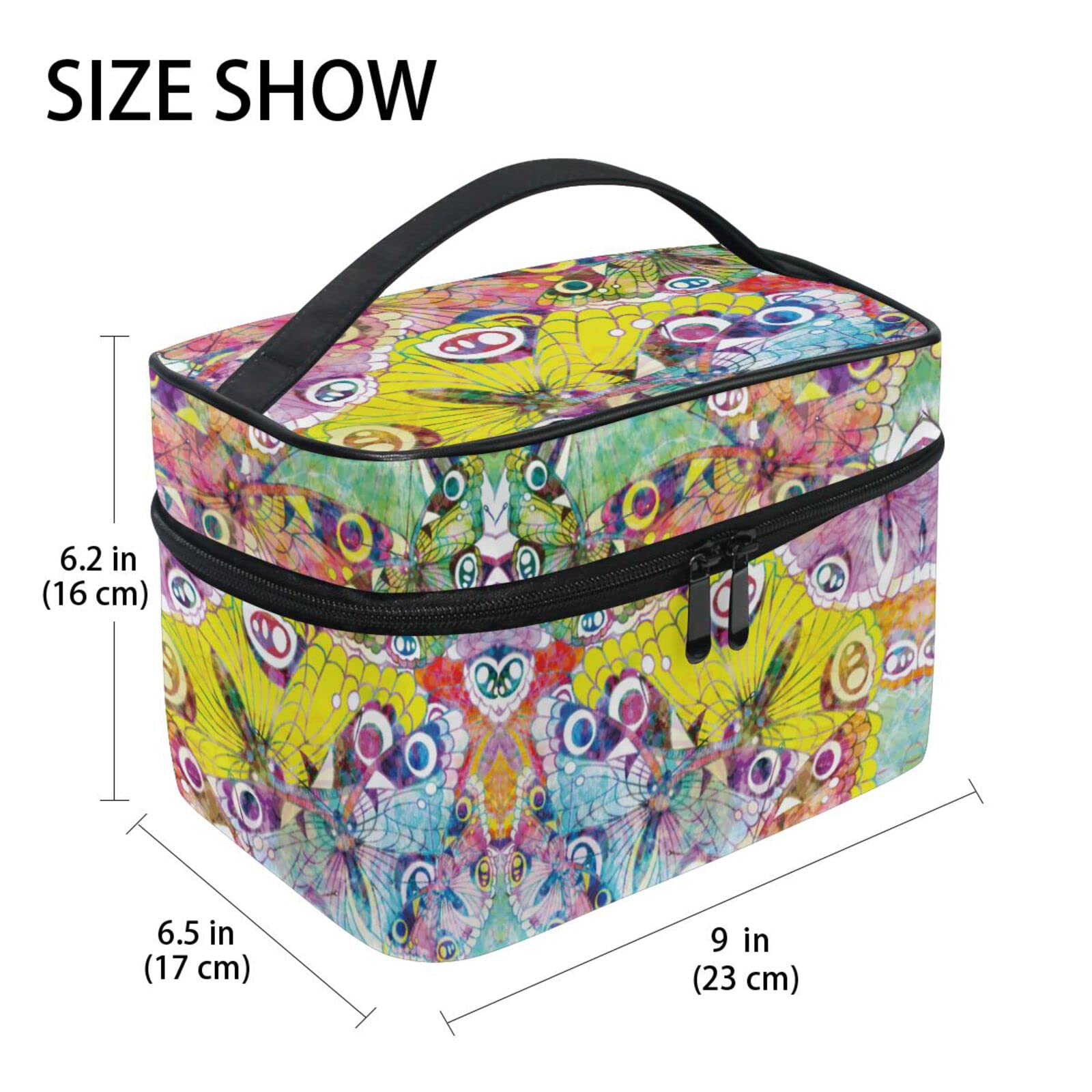 Colorful Butterfly Cartoon Makeup Bag for Women & Girls - Waterproof Cosmetic Organizer Pouch with Zipper - Perfect for Travel, Gym, and Daily Essentials Storage