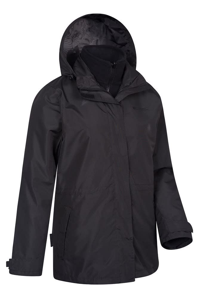 Mountain Warehouse Women's 3-in-1 Waterproof Rain Jacket with Removable Microfleece Lining - Lightweight Hiking & Outdoor Adventure Coat for Camping, Travel & Everyday Wear