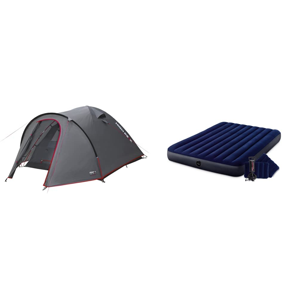 **High Peak Nevada 3-Person Dome Tent with Rainfly - Double-Walled Igloo Design, Includes Intex Air Bed - 203 x 152 x 25 cm (Colorful) - Perfect for Camping, Hiking & Outdoor Adventures**