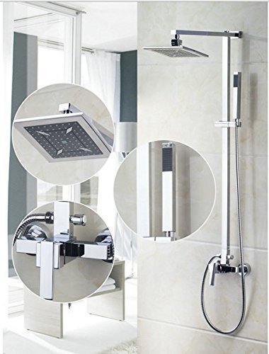GOWE Wall Mounted Bath Shower Mixer Tap with Hand Shower & Rainfall Shower Head - Modern Bathroom Faucet for Spa-Like Experience