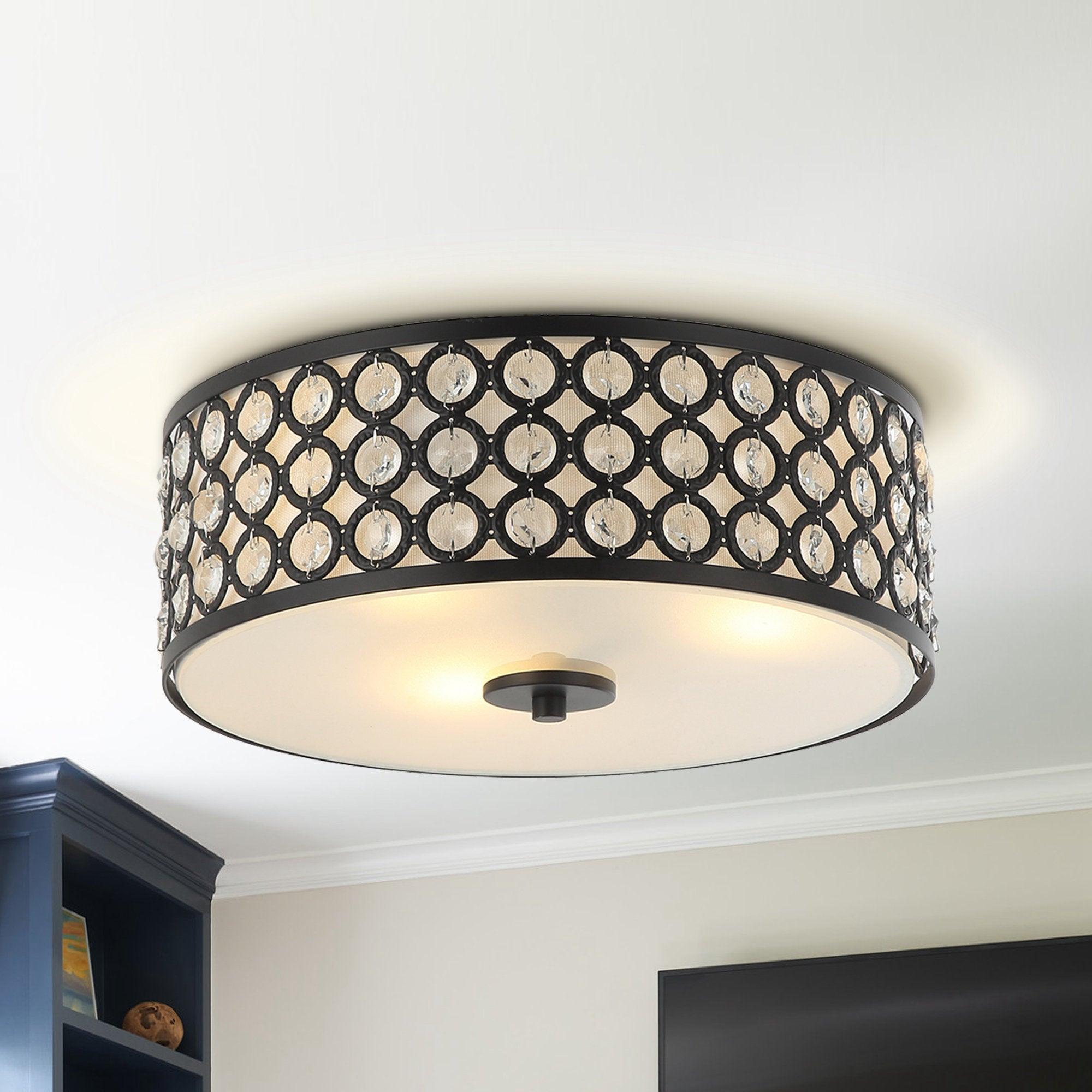 3 Light Modern LED Flush Mount Ceiling Light with Crystal Accents - Perfect for Bedroom, Living Room, Kitchen & Hallway Lighting