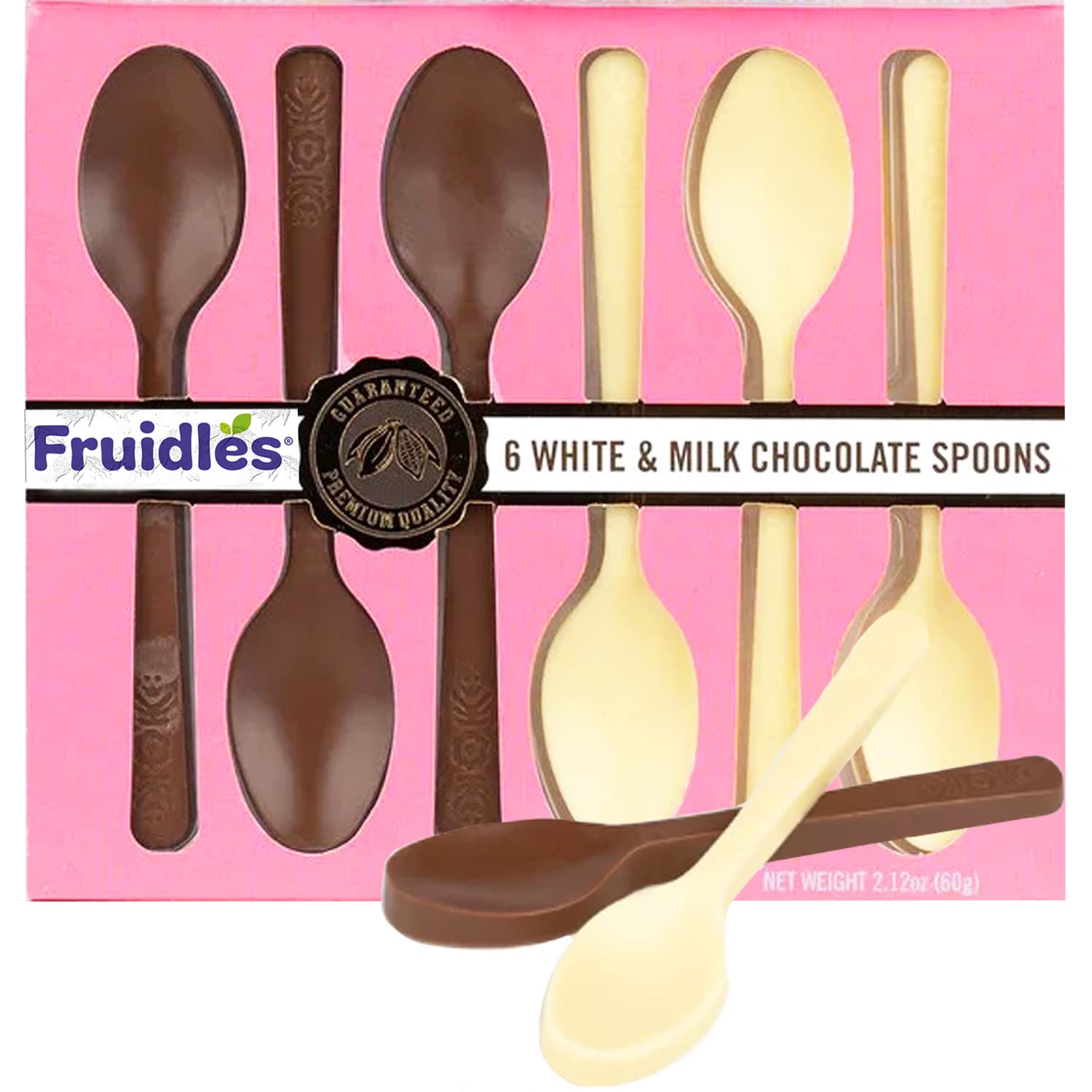 Premium Fruidles Milk & White Chocolate Spoons - Gourmet Hot Chocolate Candy Stirrers (Single Pack) - Perfect for Coffee, Cocoa & Dessert Toppings