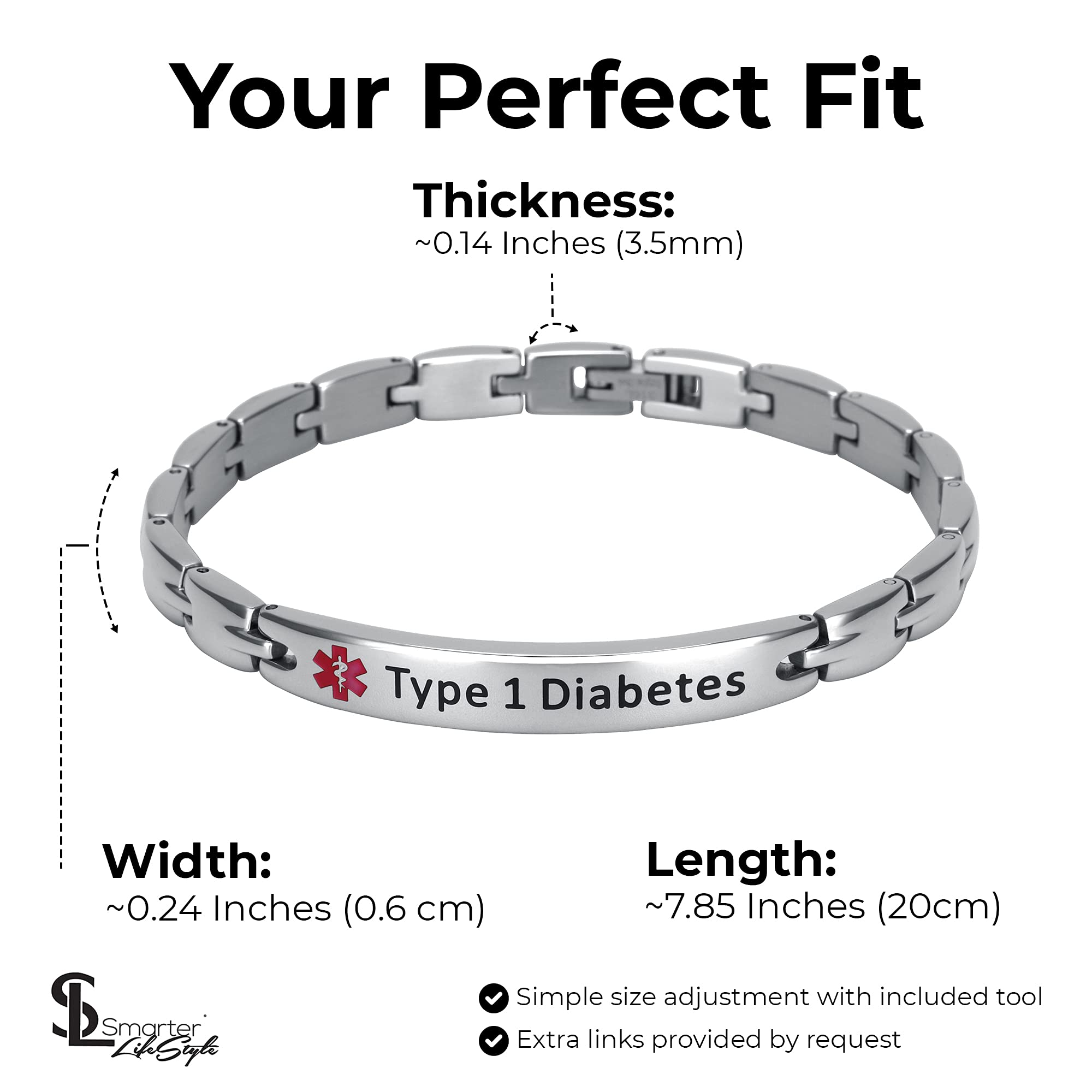 Elegant Medical Alert Bracelets for Women - Surgical Grade Stainless Steel ID Bracelet for Diabetes, Allergies & Emergencies - Perfect for Daily Wear, Travel & Outdoor Activities