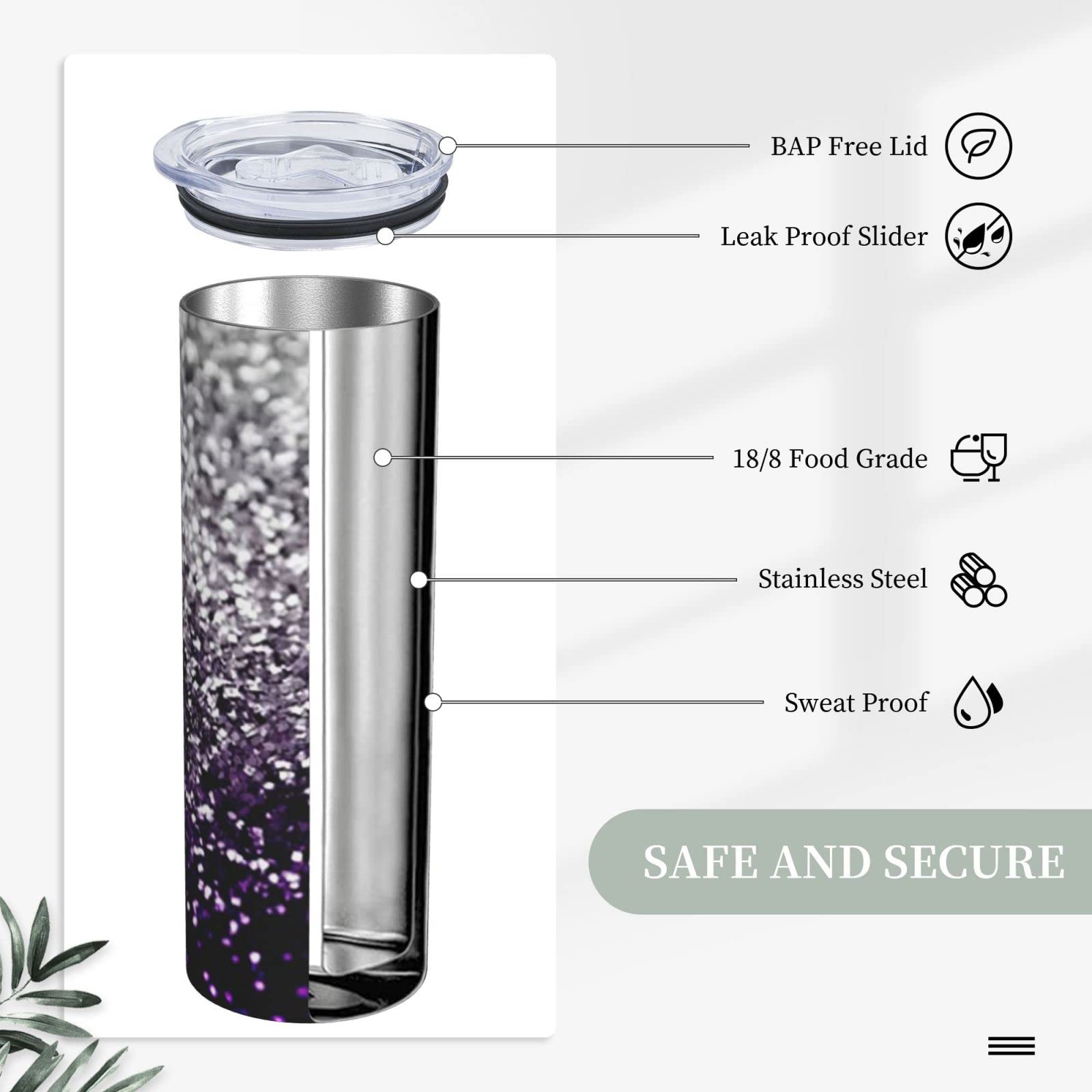 Stainless Steel Tumbler 20oz - Insulated Travel Mug with Lid & Straw for Coffee, Office & Outdoor