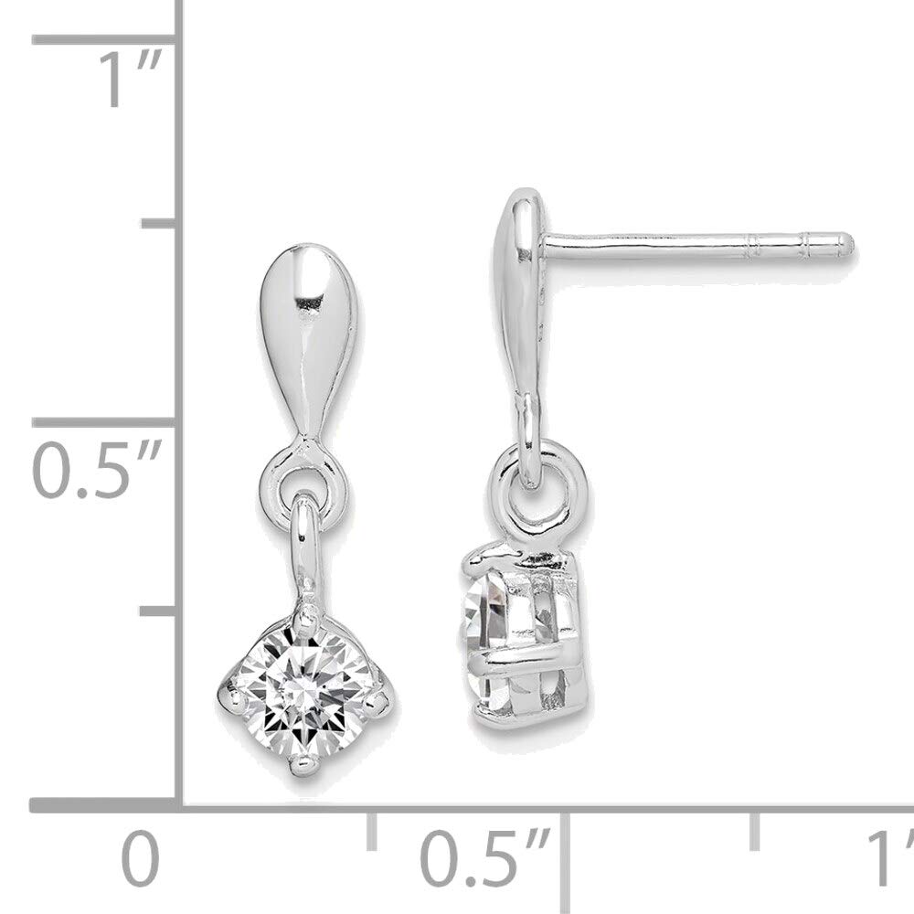 Elegant Solid Sterling Silver Rhodium Plated CZ Dangle Earrings for Women - Perfect for Parties, Weddings & Special Occasions