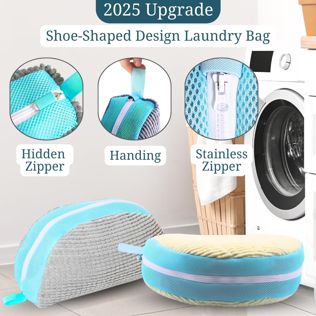 2025 Upgraded Shoe Washing Machine Bag - Durable Laundry Shoe Protector for Sneakers, Running Shoes & Delicates | Perfect for Gym, Travel & Home Use