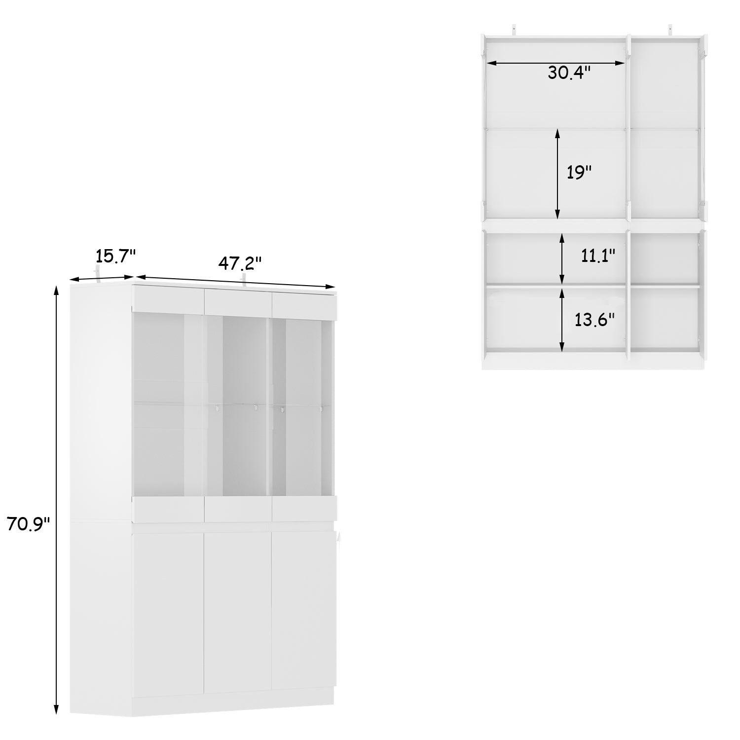 Elegant Glass Display Cabinet with Ample Storage Space - Perfect for Showcasing Collectibles, China, and Home Decor in Living Rooms & Dining Areas