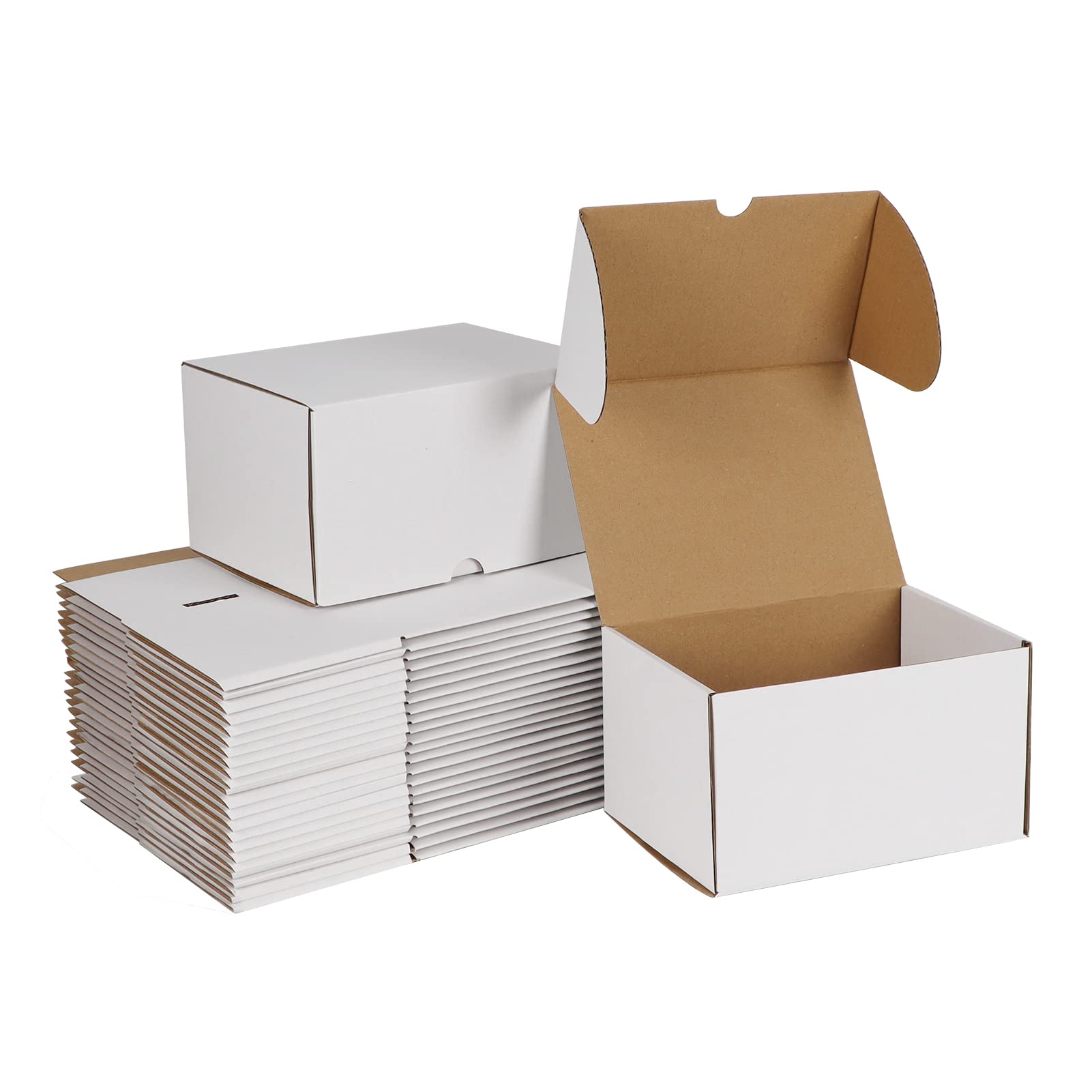 ZBEIVAN 7x5x4 White Corrugated Shipping Boxes (25-Pack) for Small Business Mailing & Gifts