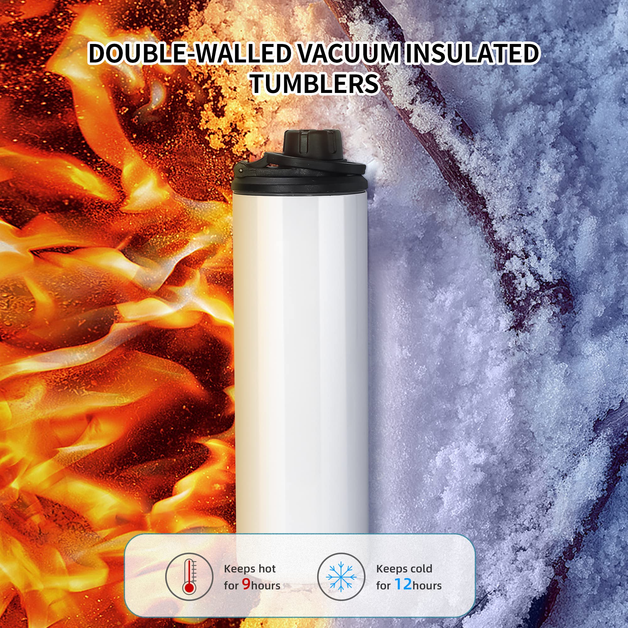 **20oz Insulated Stainless Steel Water Bottle 30 Pack - Leakproof Double Wall Vacuum Kids Sports Bottle with Spout Lid, Sublimation Blank Wide Mouth Thermos for School, Gym & Outdoor Activities**
