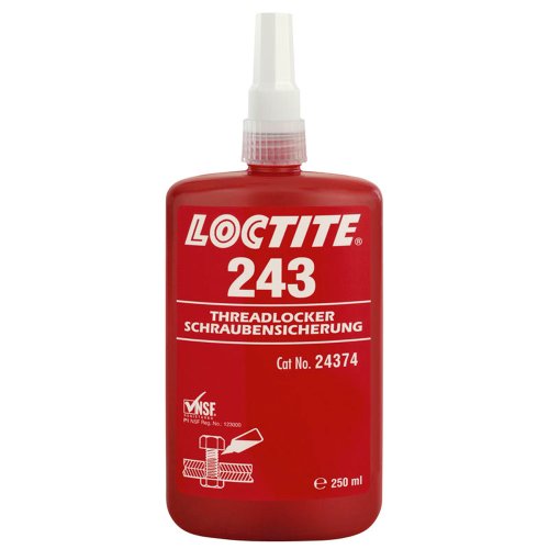 Loctite 243 Medium Strength Threadlocker Adhesive - 250ml Bottle | Secure Bolts, Nuts & Fasteners | Automotive, Machinery & DIY Repairs