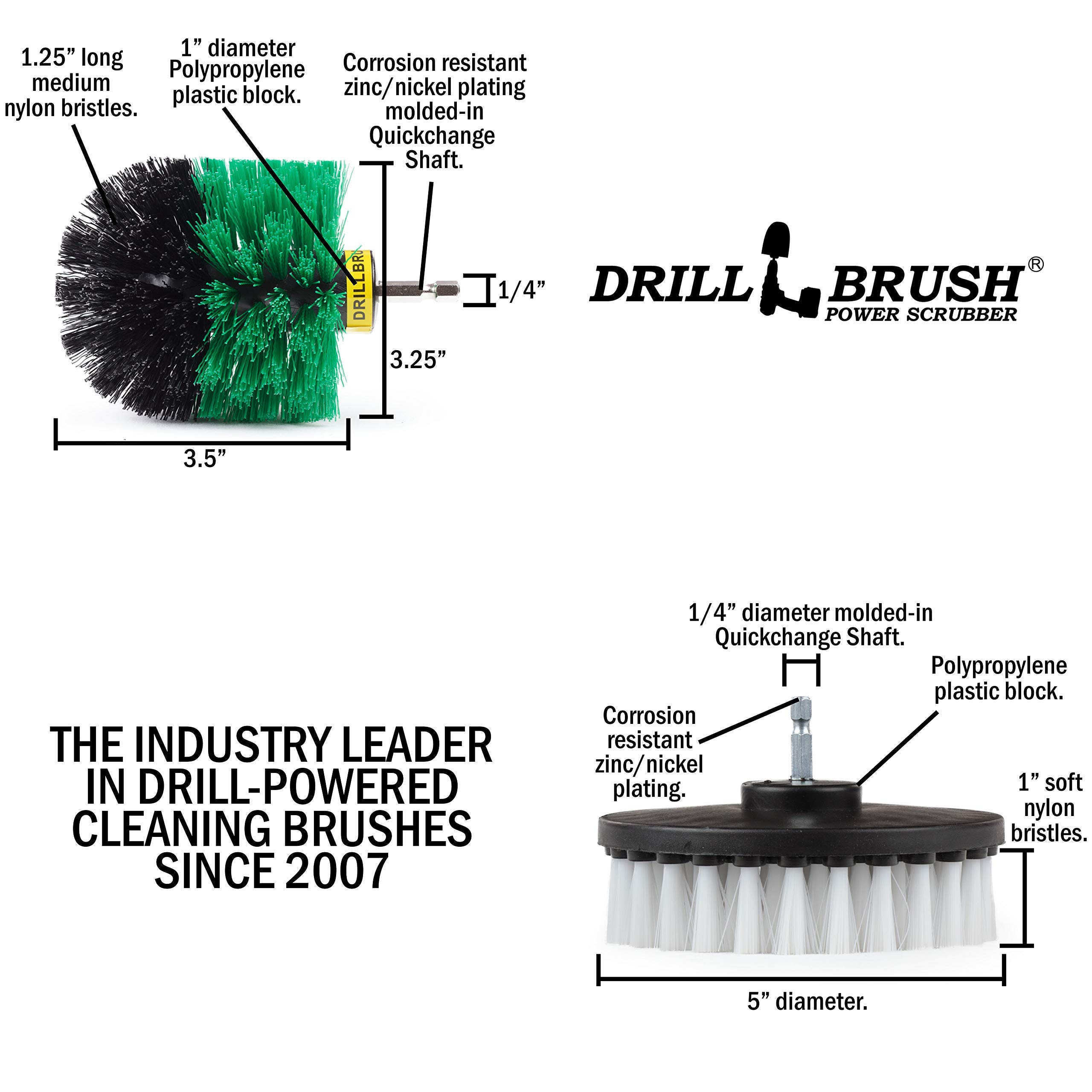 Drillbrush Power Rotary Scrubber - Bathroom, Shower, Tile, Carpet & Upholstery Cleaning Kit for Deep Cleaning | Perfect for Grout, Bathtubs, Floors & Auto Detailing