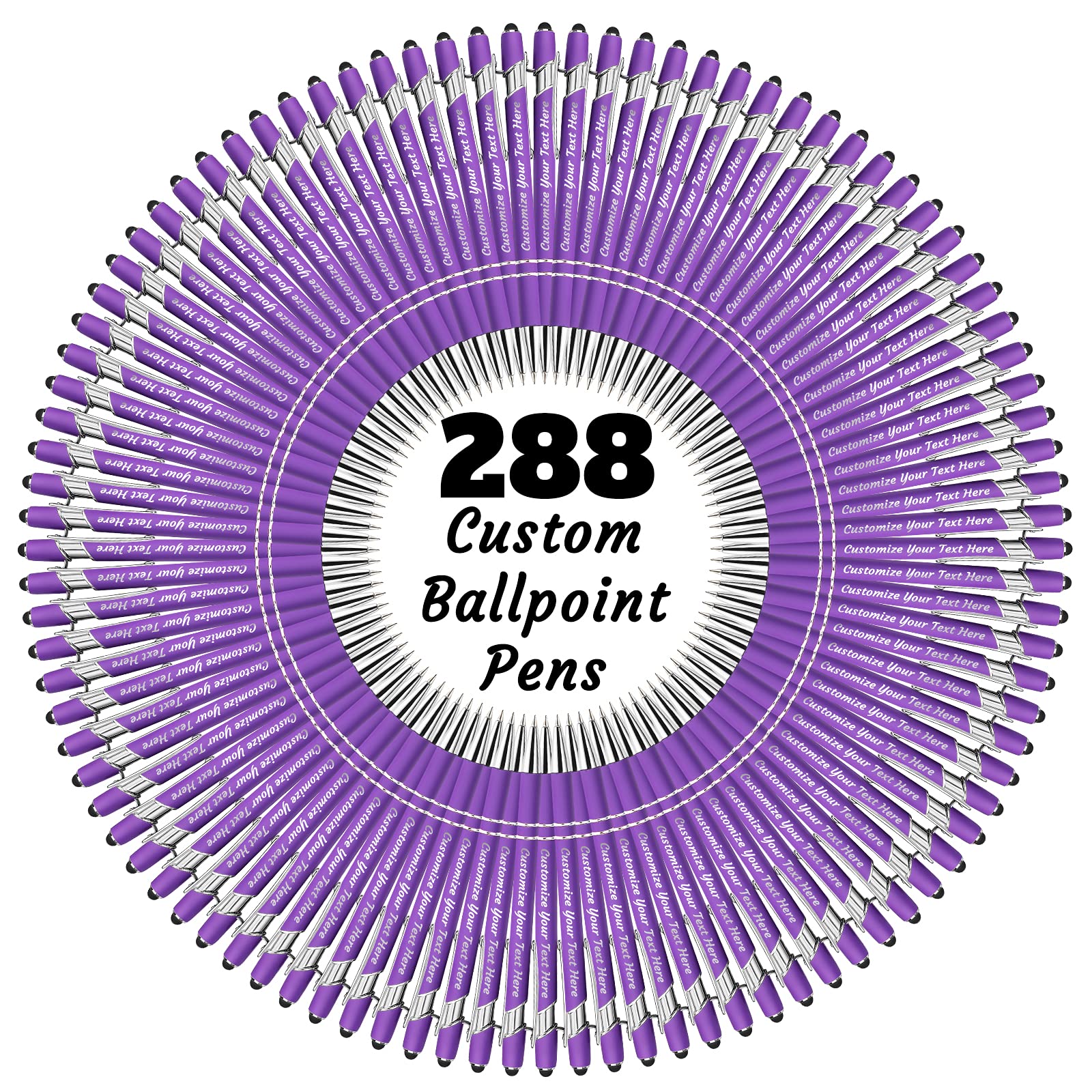 YanNanKe 288 PCS Custom Engraved Ballpoint Pens with Stylus - Personalized Bulk Pens for Name or Text - Perfect Anniversary, Birthday & Graduation Gifts (Medium Point, Black Ink) - Great for Corporate Events, School Supplies & Office Use