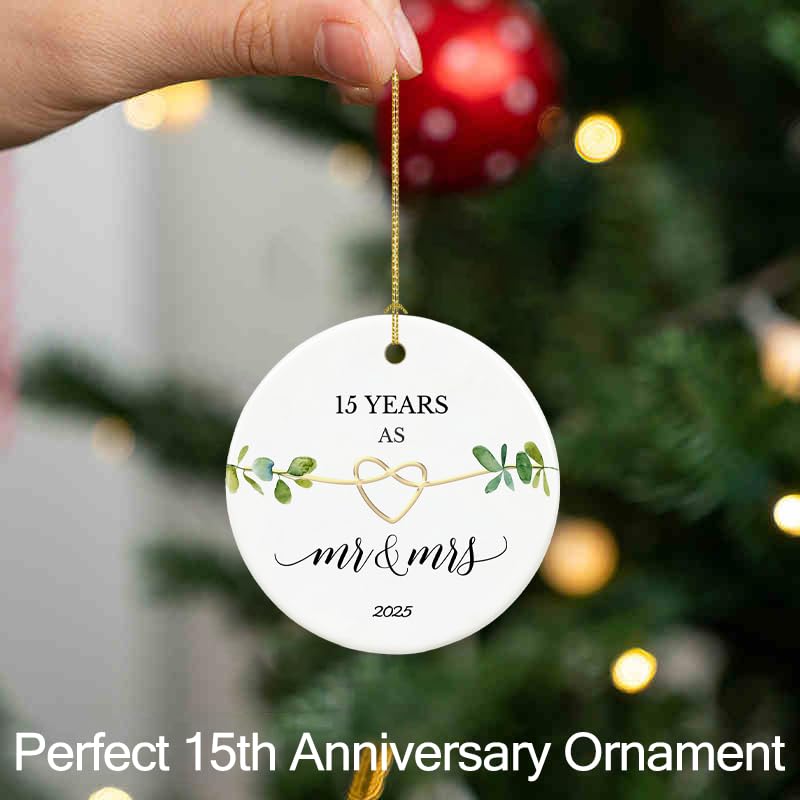 15th Wedding Anniversary Ornament - 2.9