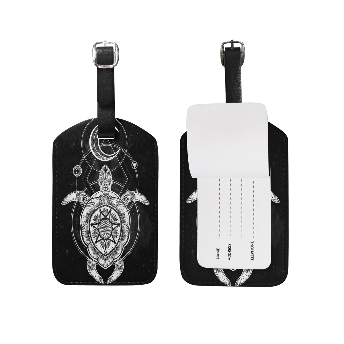 Watercolor White Sea Turtle Dream Catcher Luggage Tag - Durable Suitcase ID Tag for Travel Bags (1 Piece) - Perfect for Vacation, Cruise & Airplane Luggage Identification